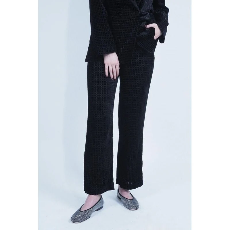 Pantalon Droit Imprimé - Stripe Burnout Noir - Image 2