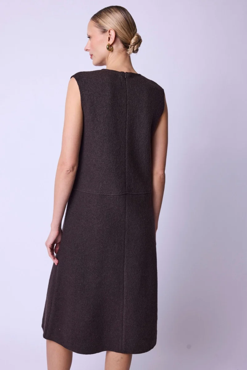 Robe Longue Sans Manches Col V - Brown - Image 2