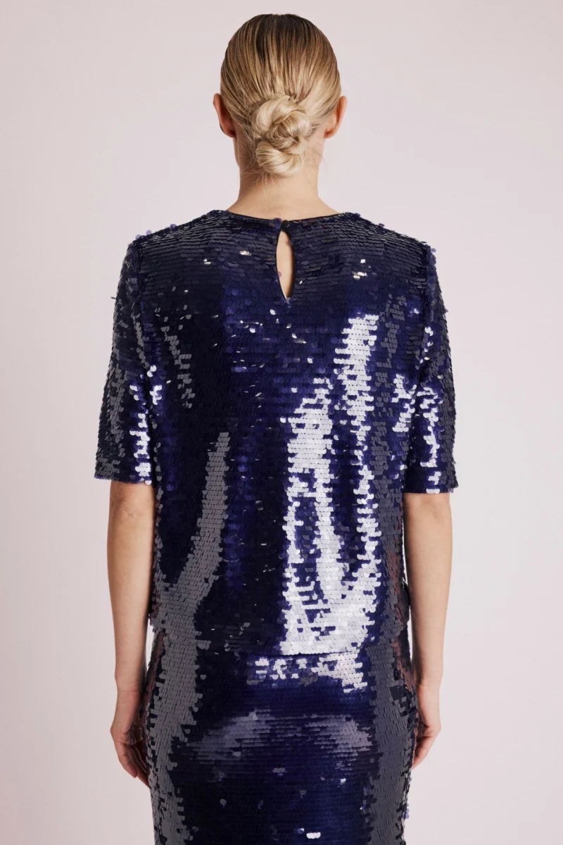 Top Manche Courte Sequins - Purple - Image 2