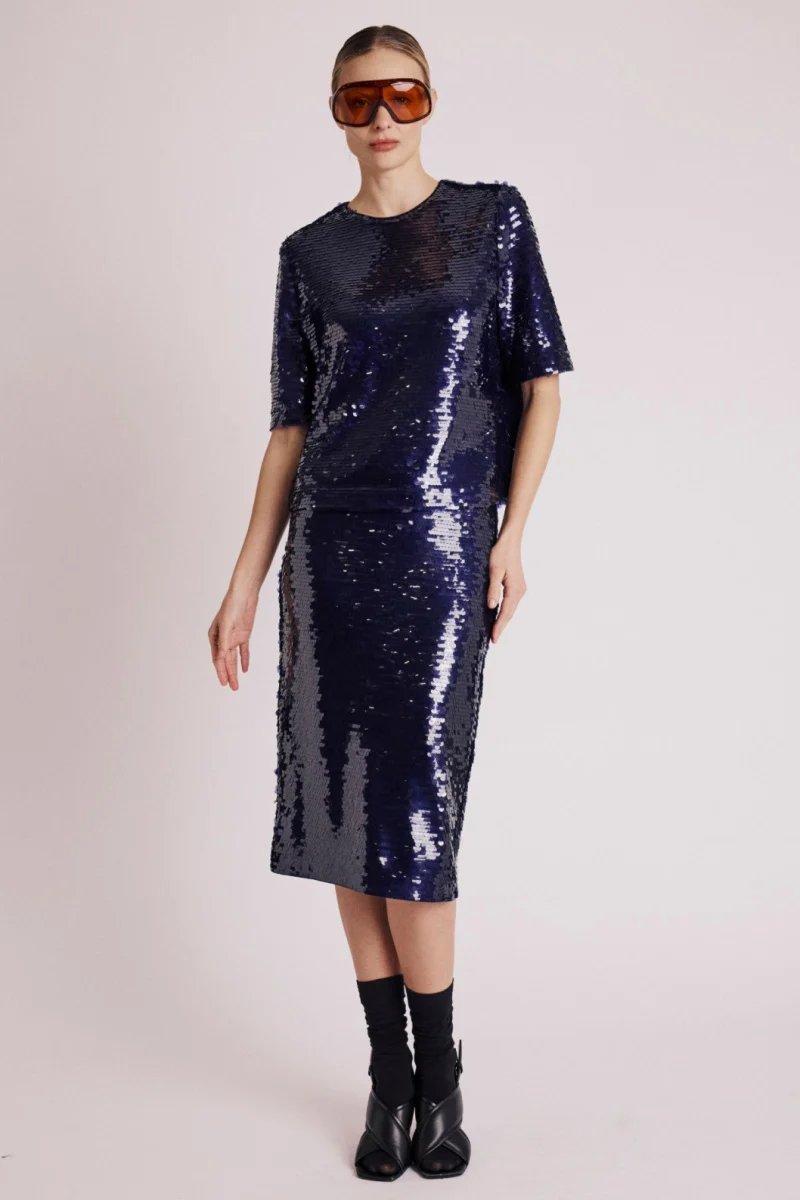 Top Manche Courte Sequins - Purple - Image 4