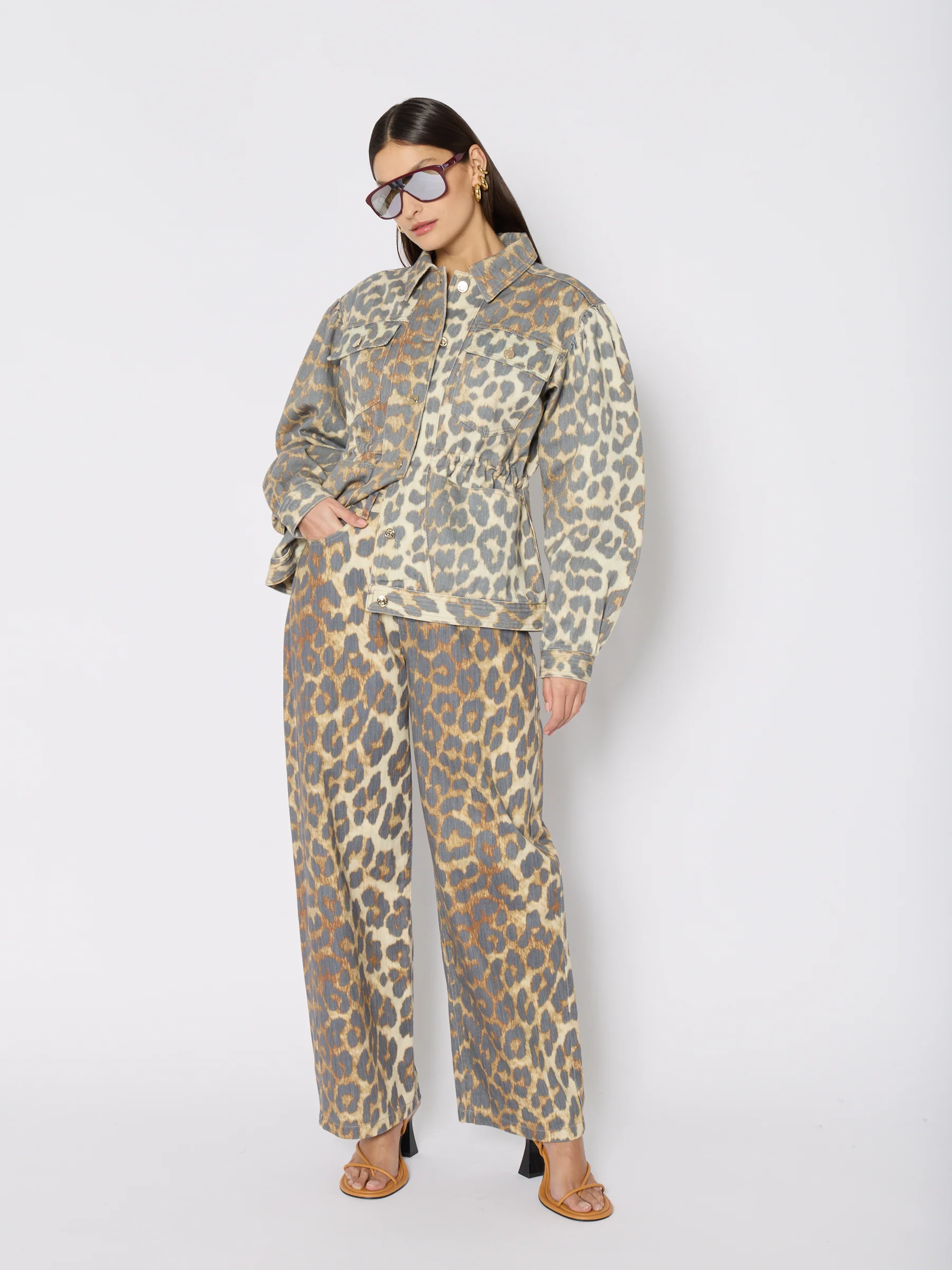 Jean Wide Leg Imprime - Leopard - Image 10