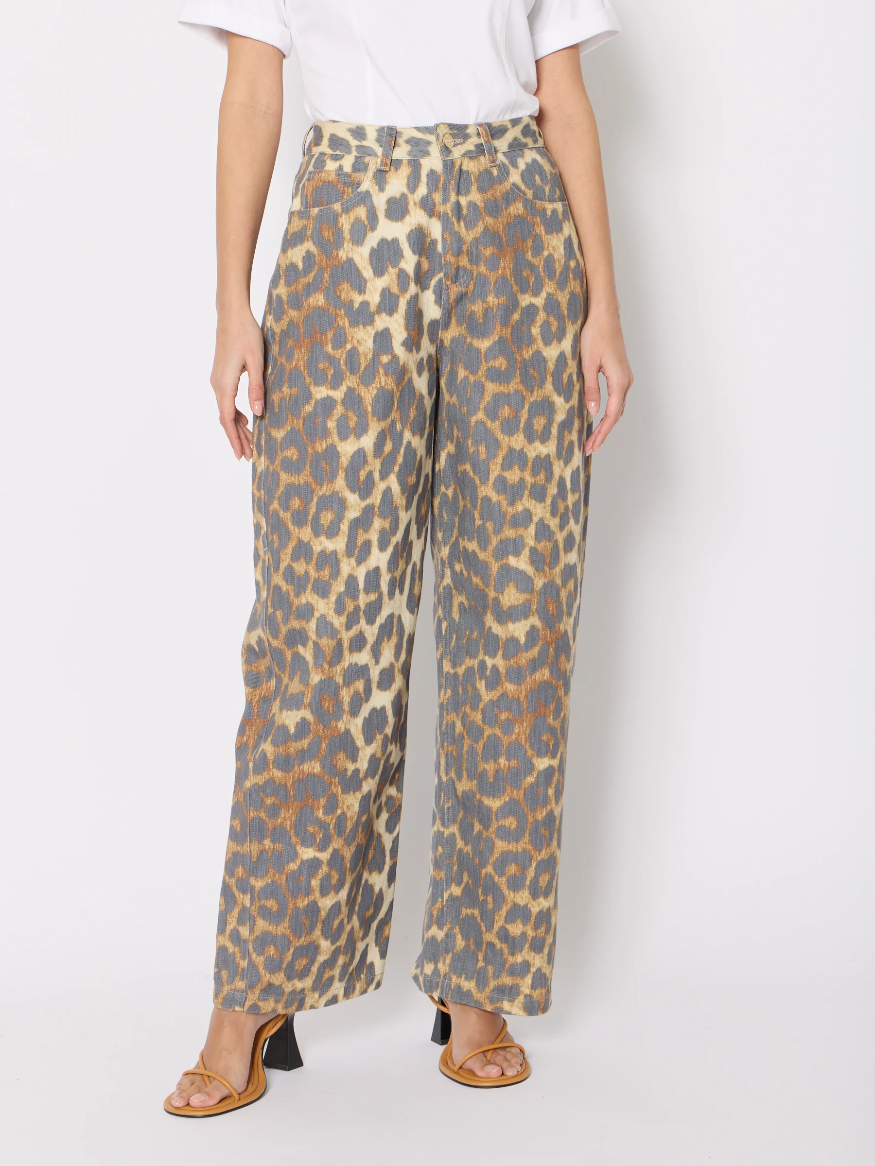 Jean Wide Leg Imprime - Leopard - Image 2