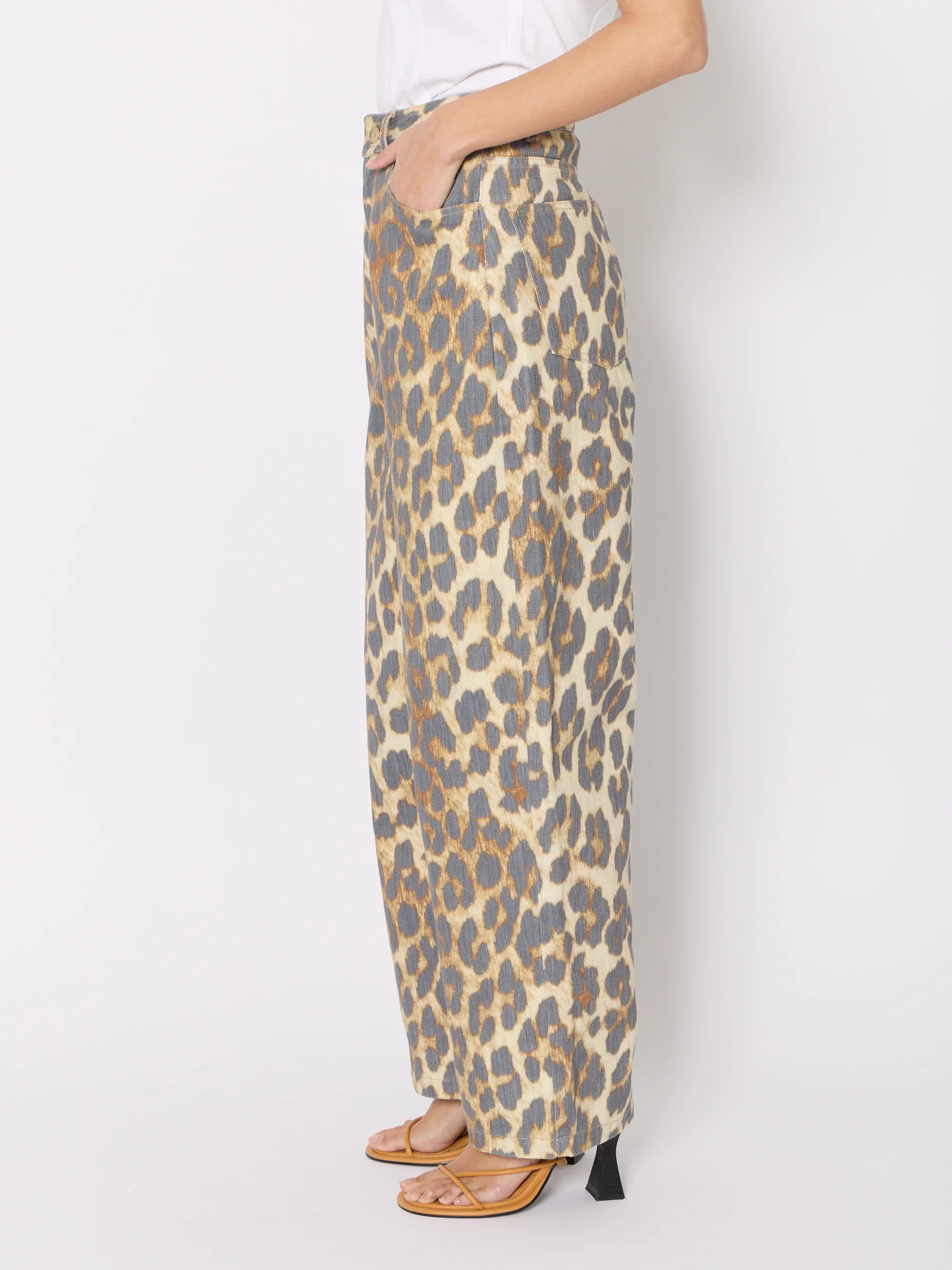 Jean Wide Leg Imprime - Leopard - Image 6