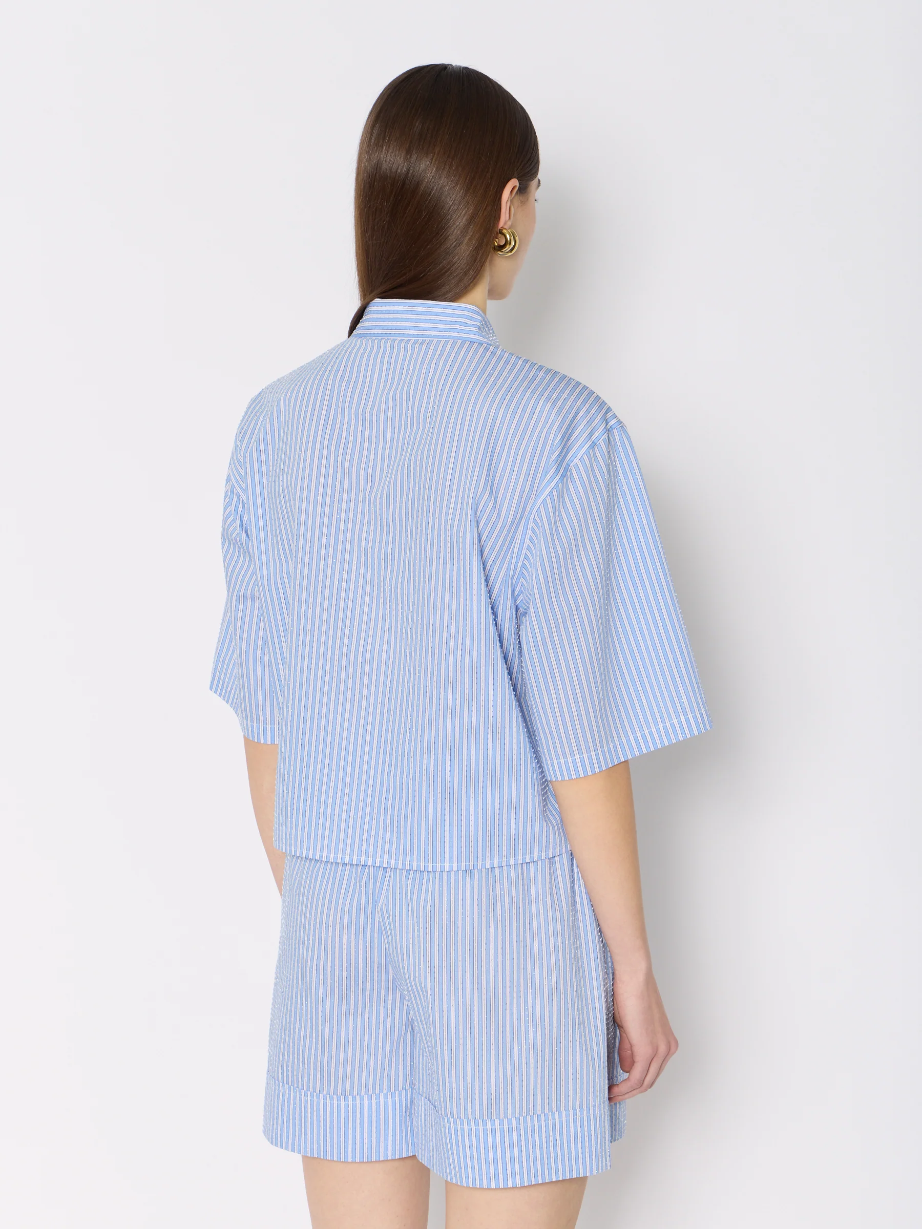 Short Raye Avec Strass - Light-Blue - Image 5