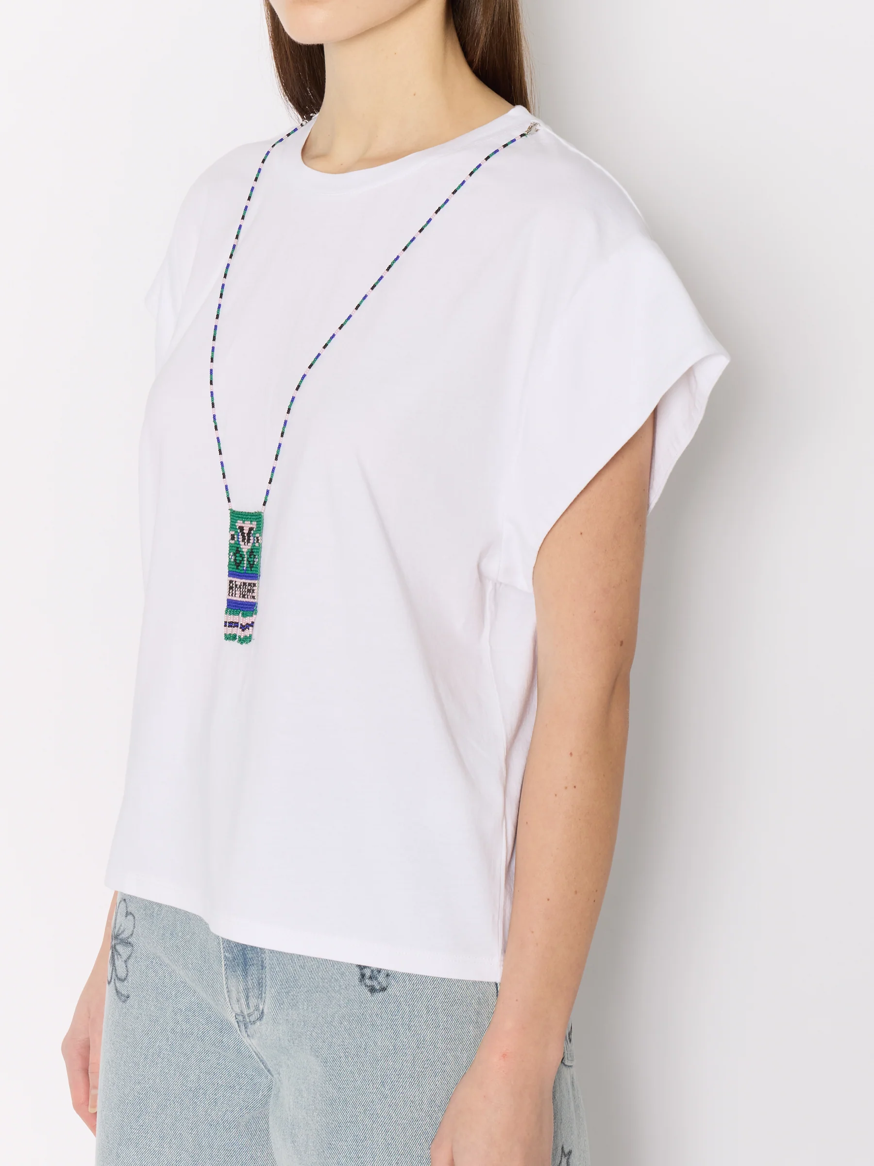 Tshirt Avec Collier Perles - White - Image 2