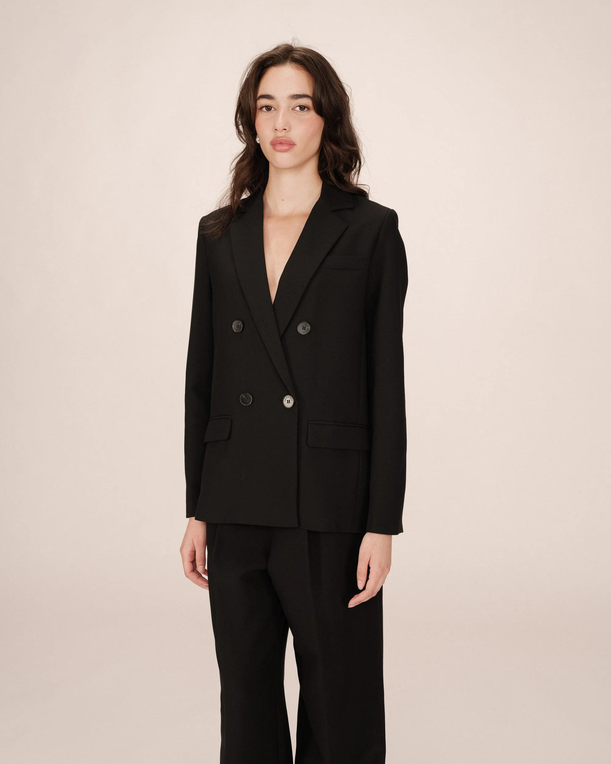 Blazer Croise Droit Noir Sureau - Image 2
