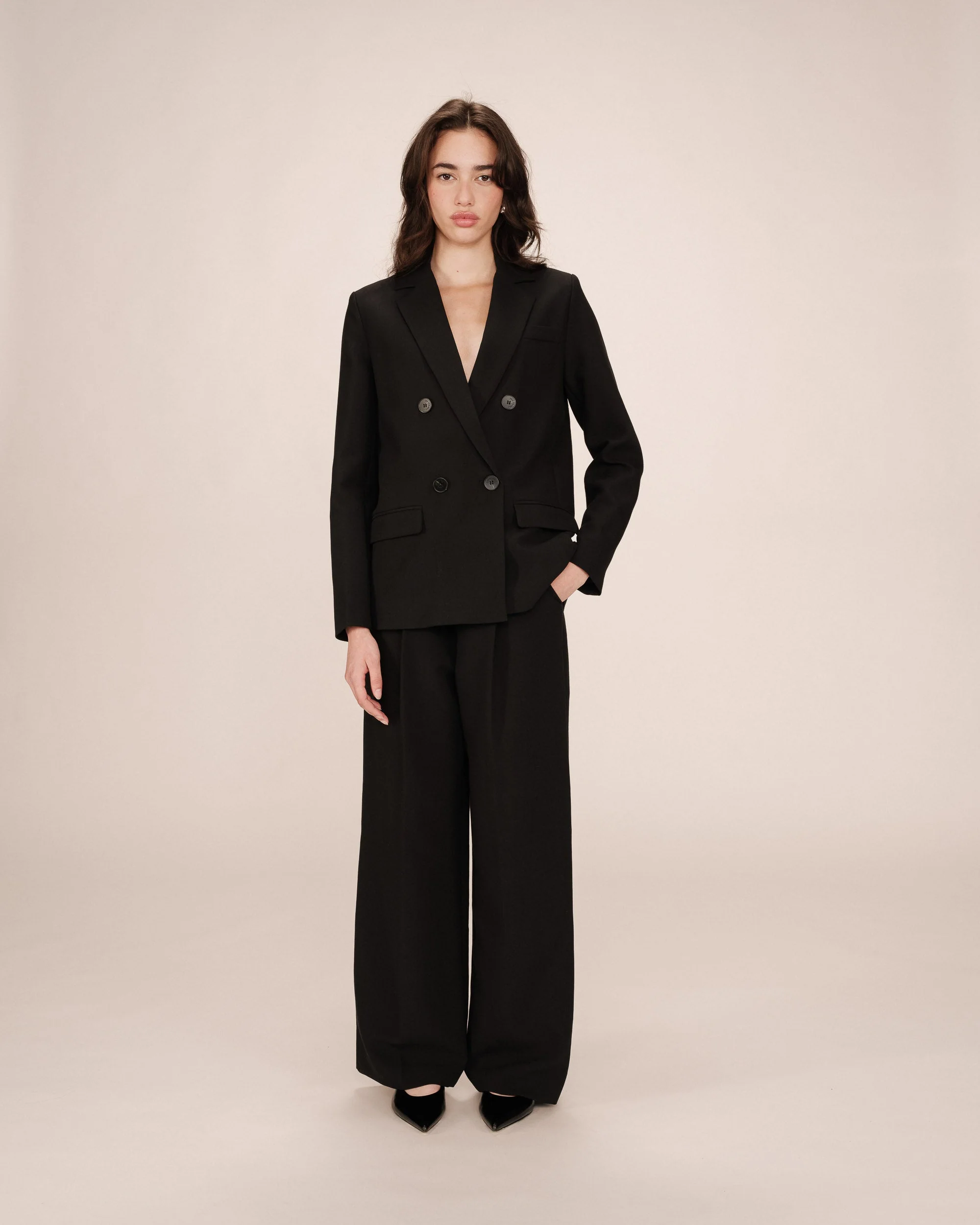 Blazer Croise Droit Noir Sureau - Image 3