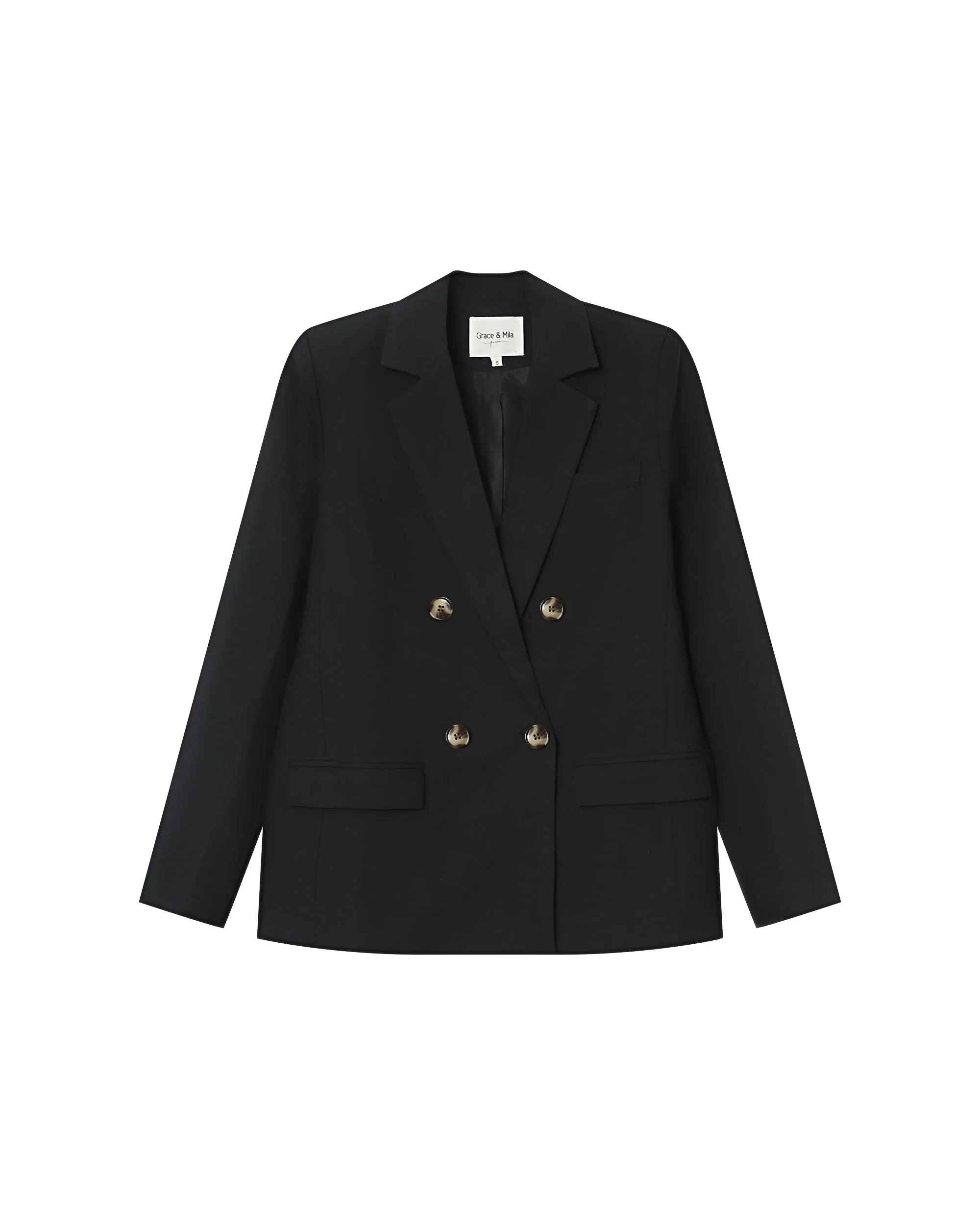 Blazer Croise Droit Noir Sureau - Image 6