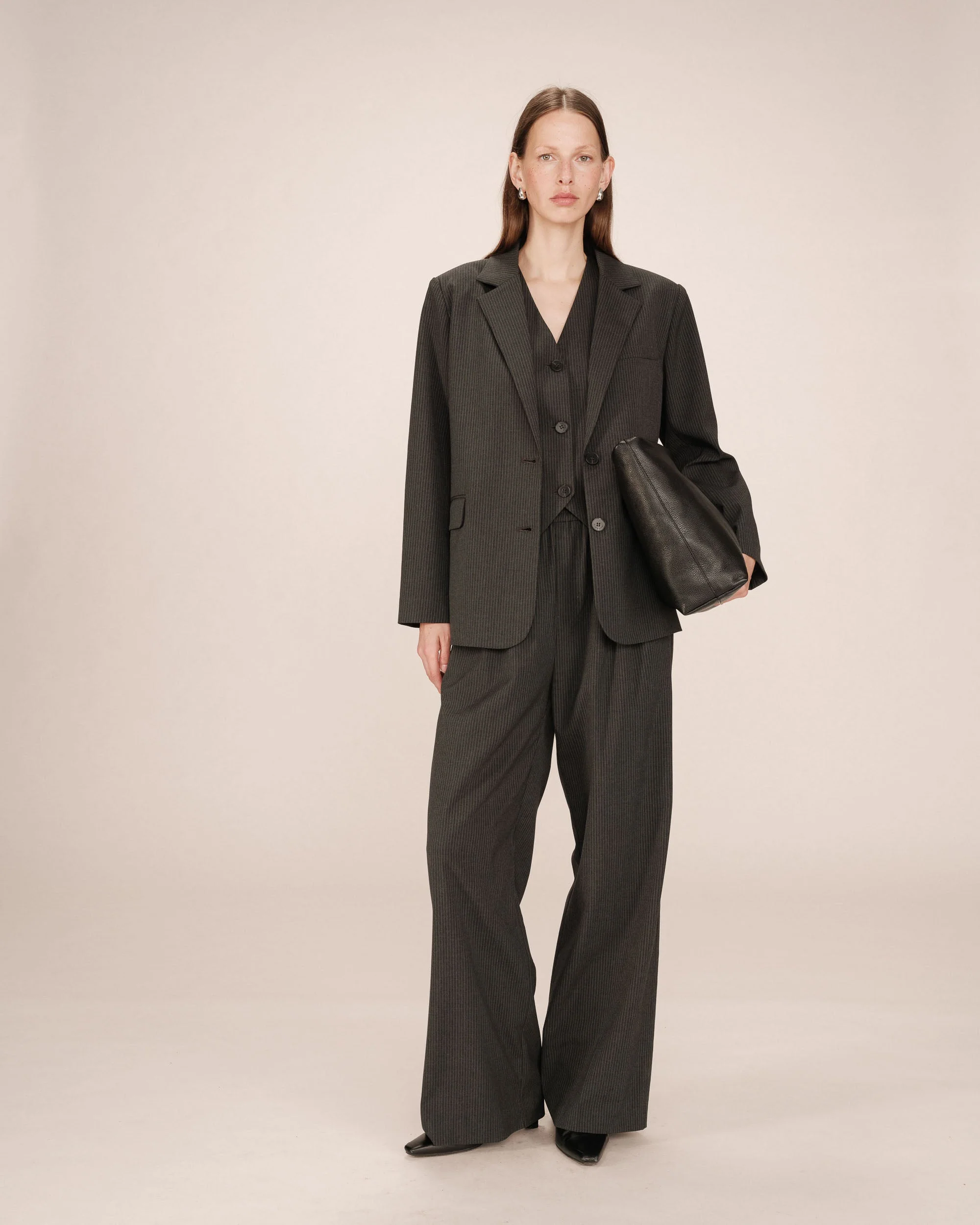 Blazer Droit A Rayures Anthracite Silly - Image 2