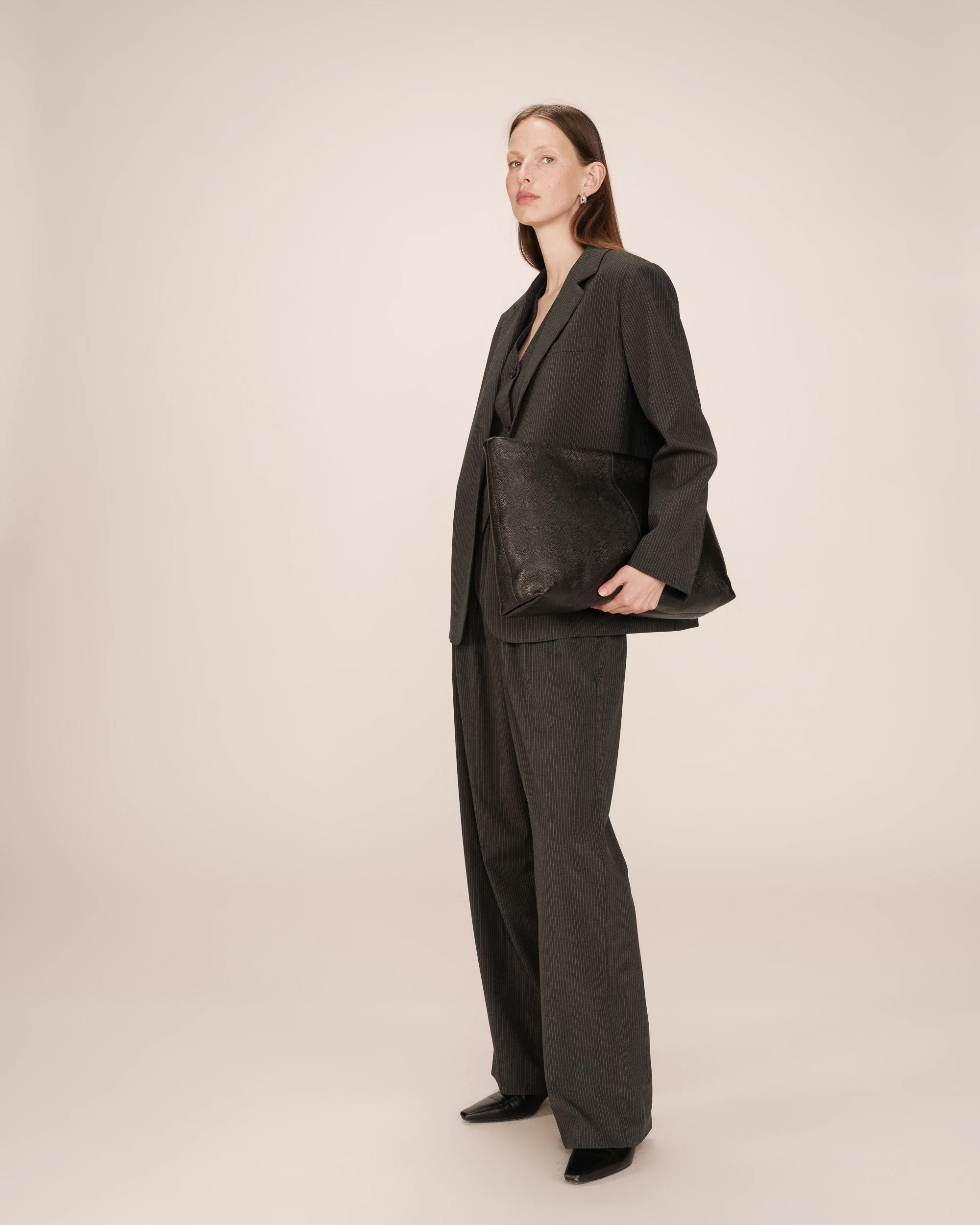 Blazer Droit A Rayures Anthracite Silly - Image 5
