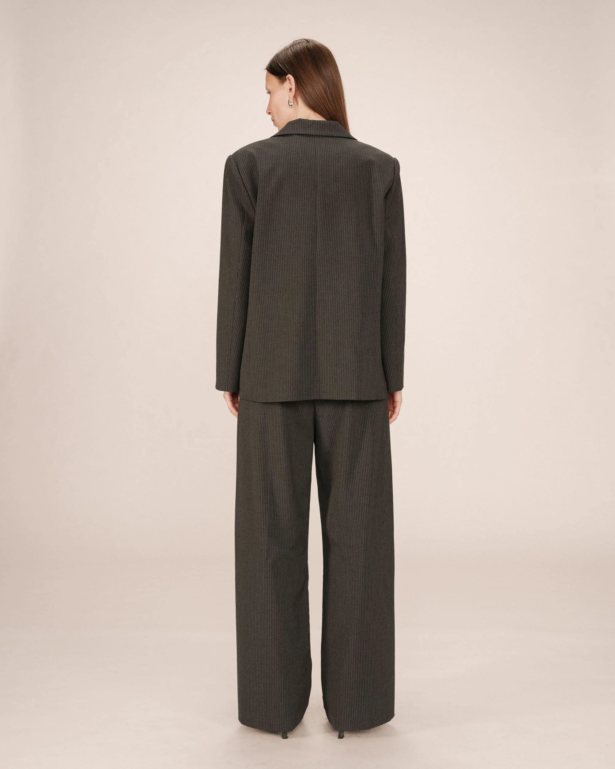 Blazer Droit A Rayures Anthracite Silly - Image 6