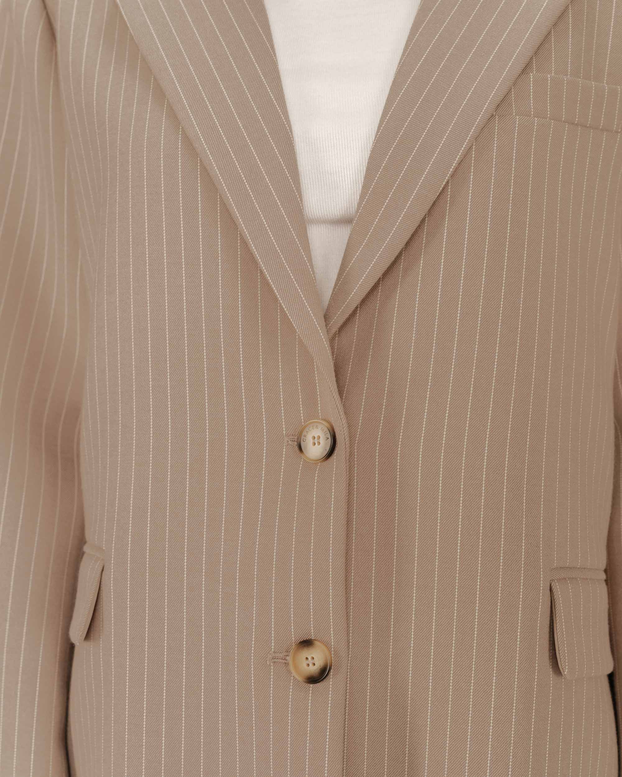 Blazer Droit A Rayures Greige Silly - Image 3