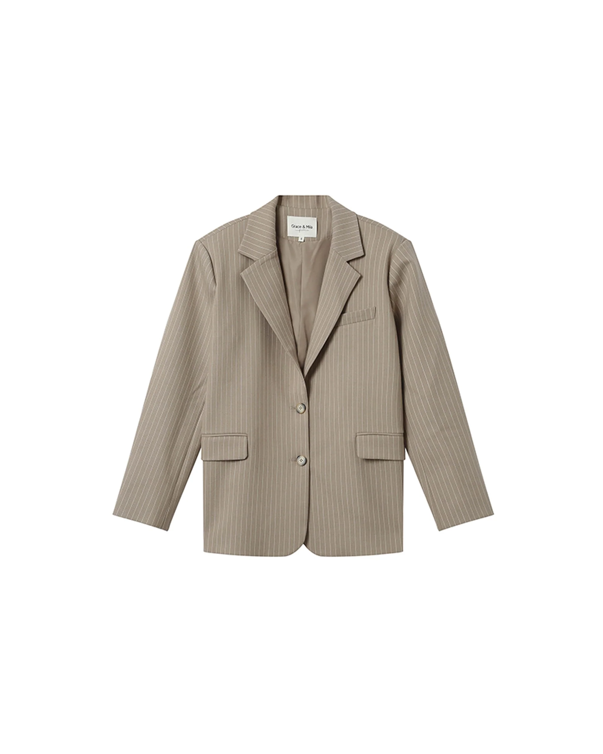 Blazer Droit A Rayures Greige Silly - Image 7