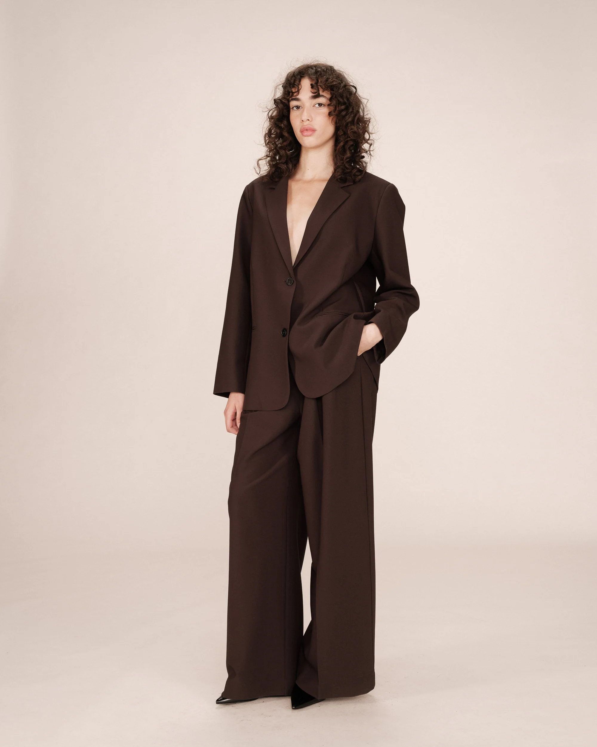 Blazer Large Droit Chocolat Strong - Image 2