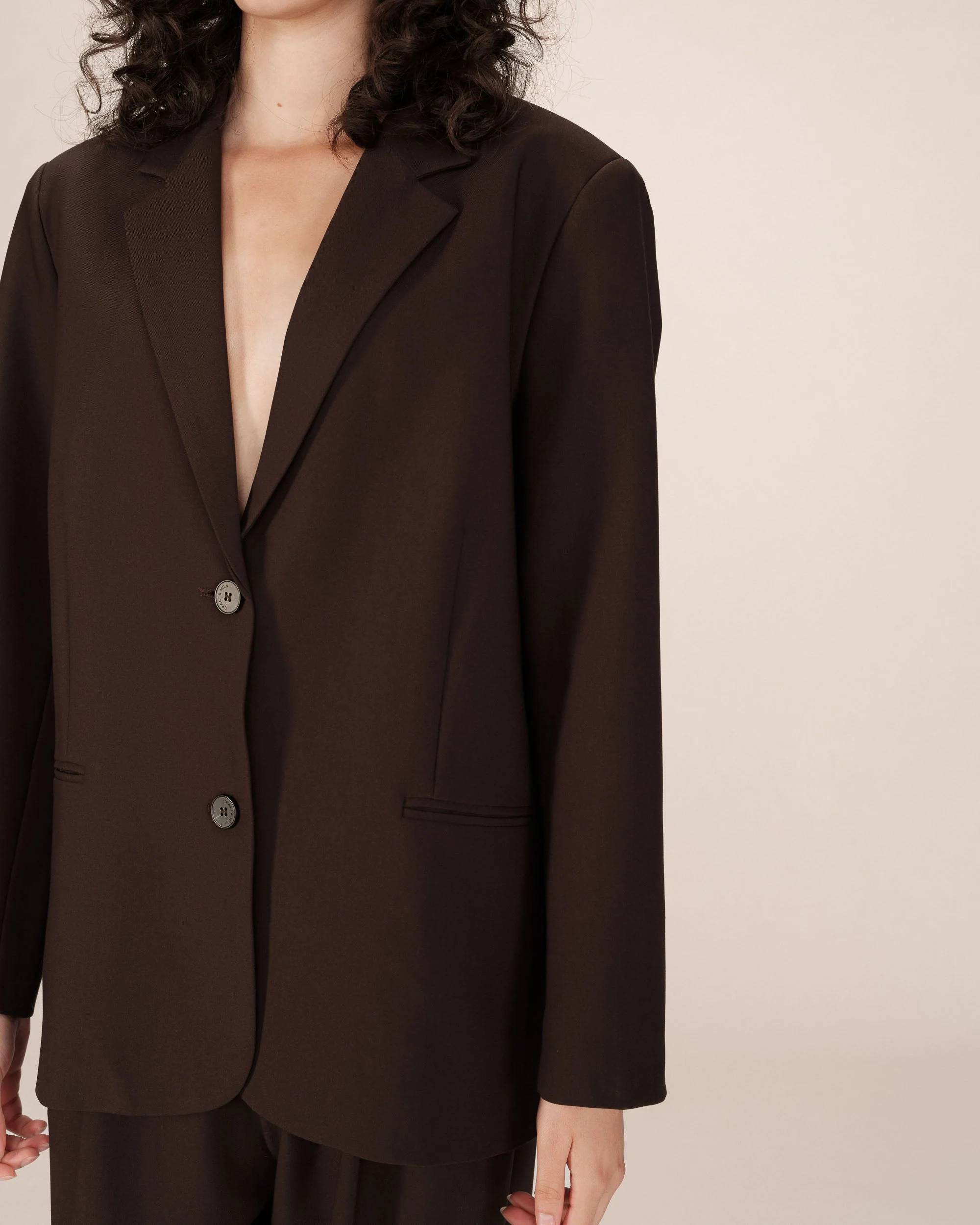 Blazer Large Droit Chocolat Strong - Image 3