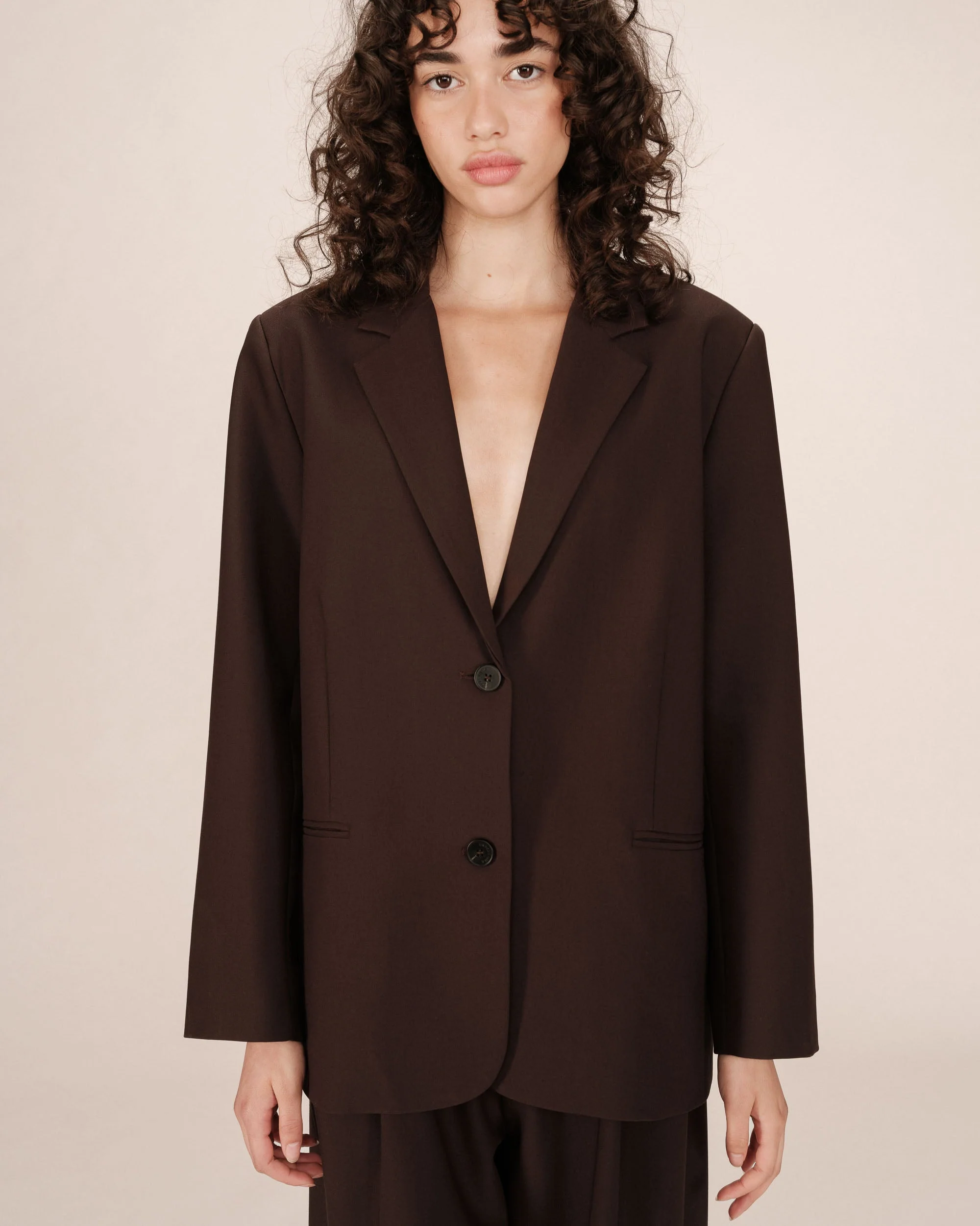 Blazer Large Droit Chocolat Strong - Image 5