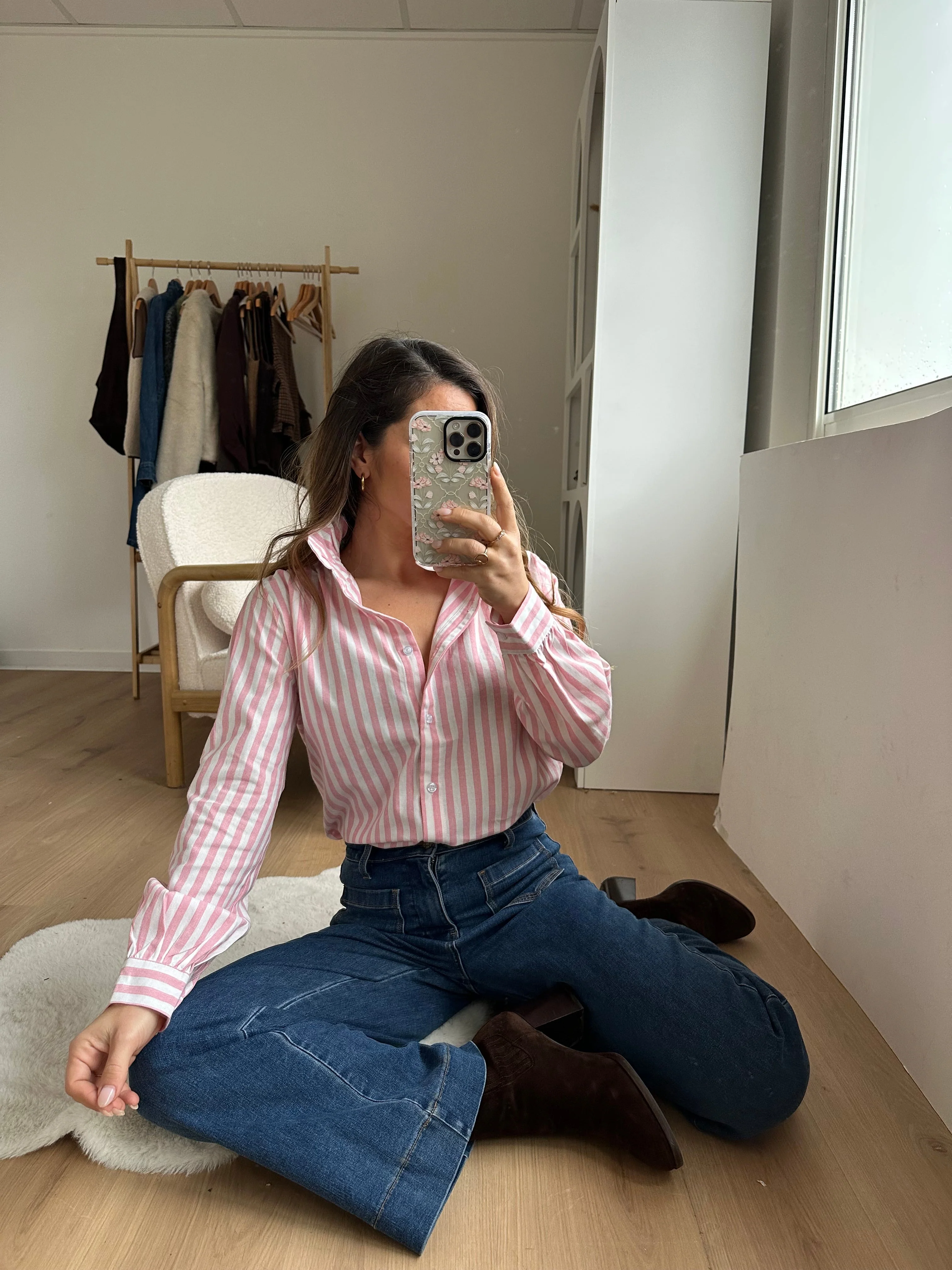 Blouse À Rayures Colette Roses Et Blanches - Image 5
