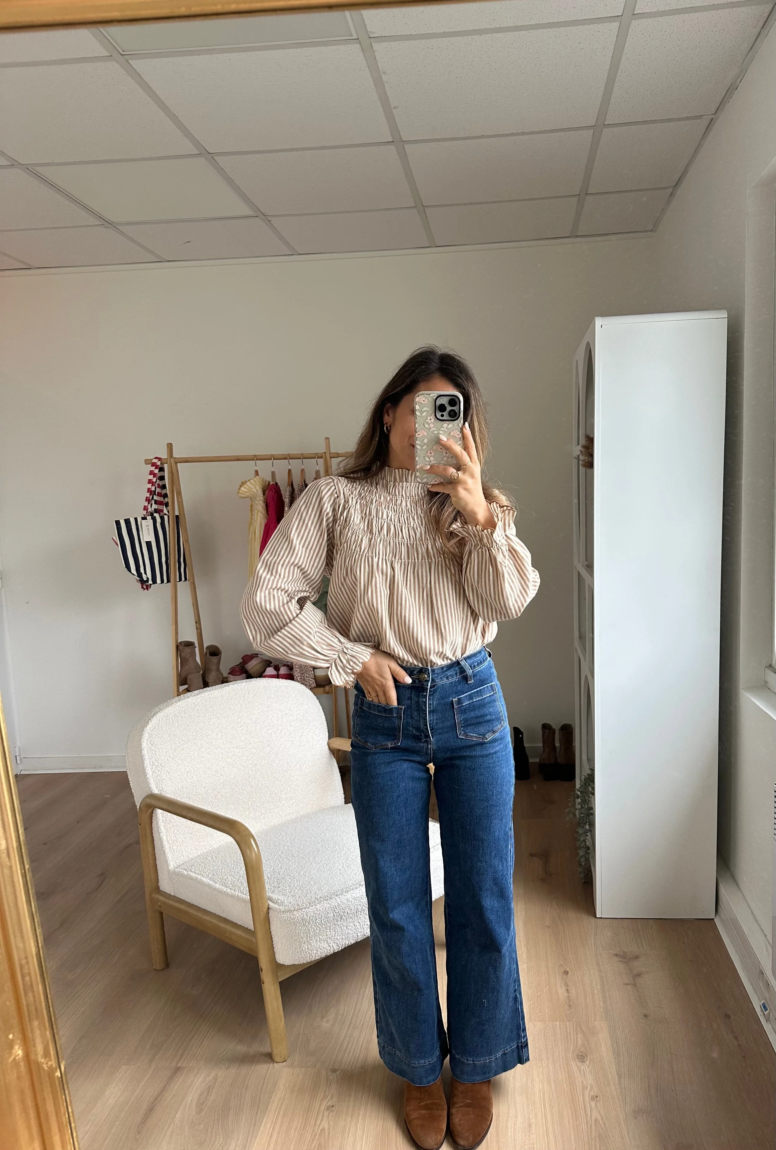 Blouse À Rayures Smockée Camel Chloé - Image 3