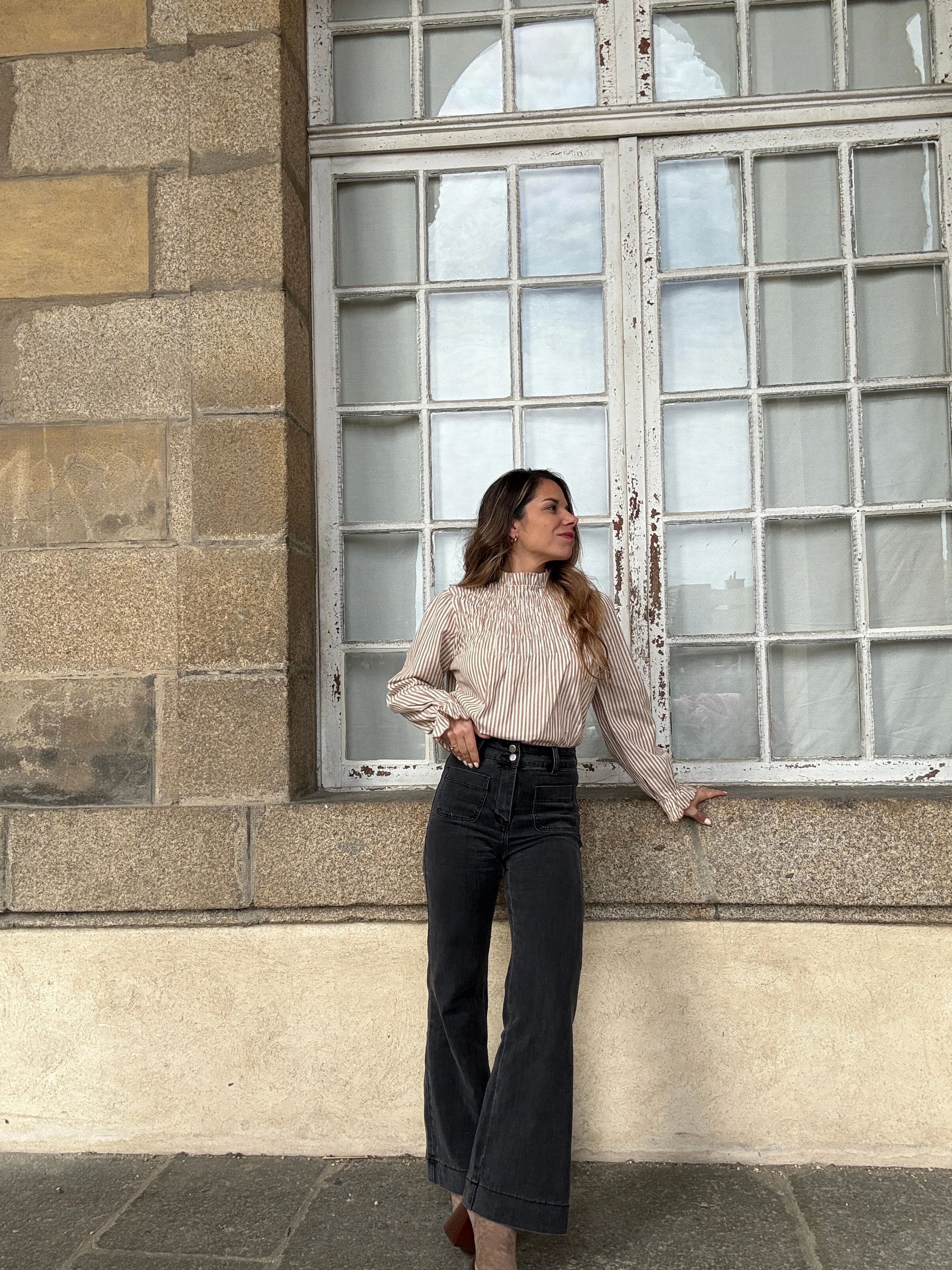 Blouse À Rayures Smockée Camel Chloé - Image 6