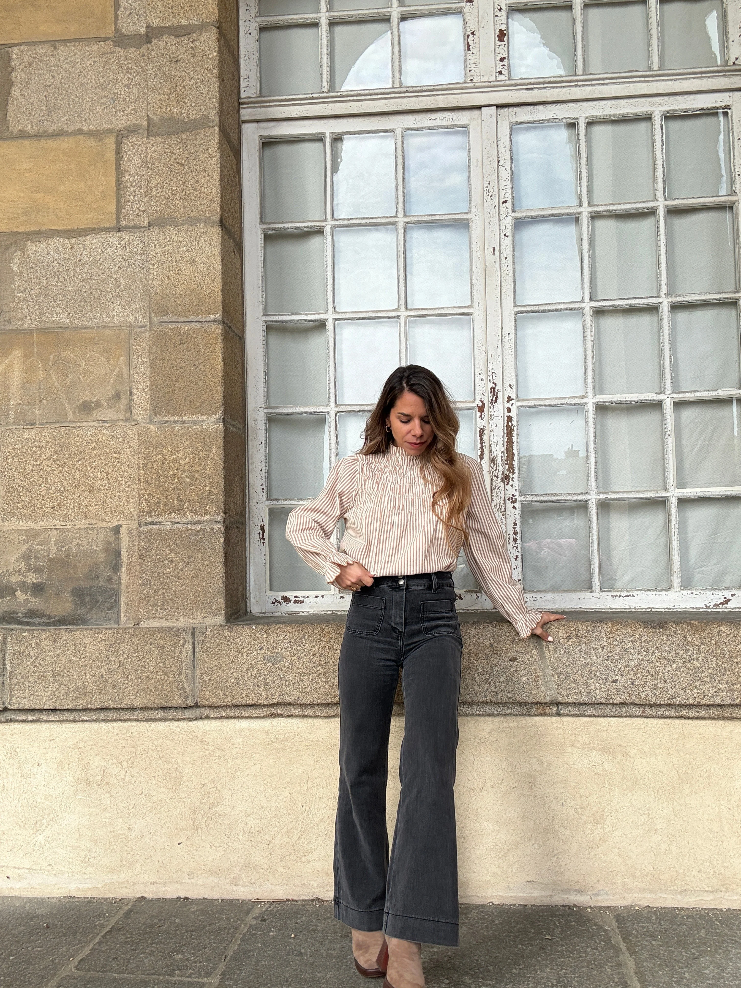 Blouse À Rayures Smockée Camel Chloé - Image 7