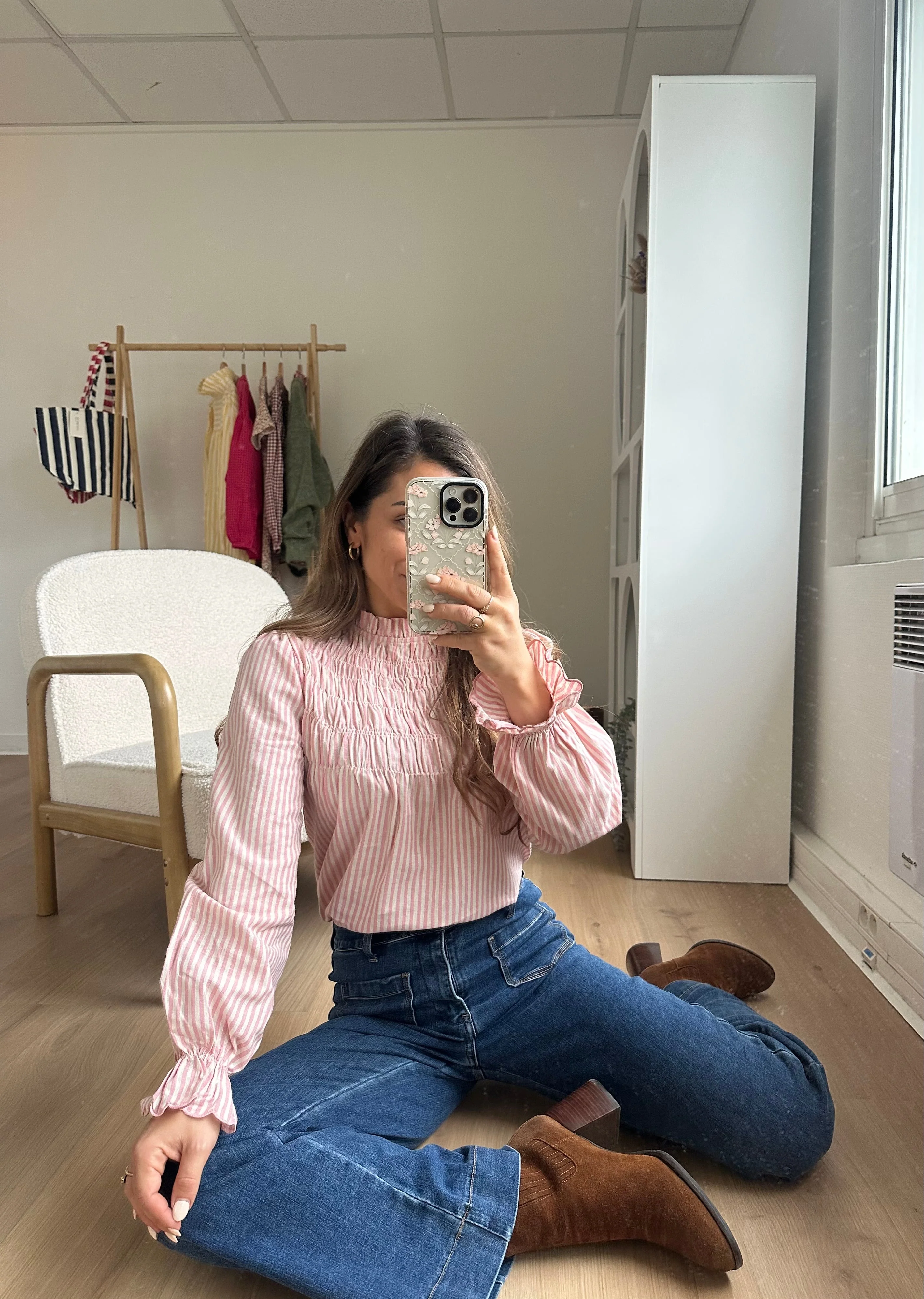 Blouse À Rayures Smockée Rose Chloé - Image 10