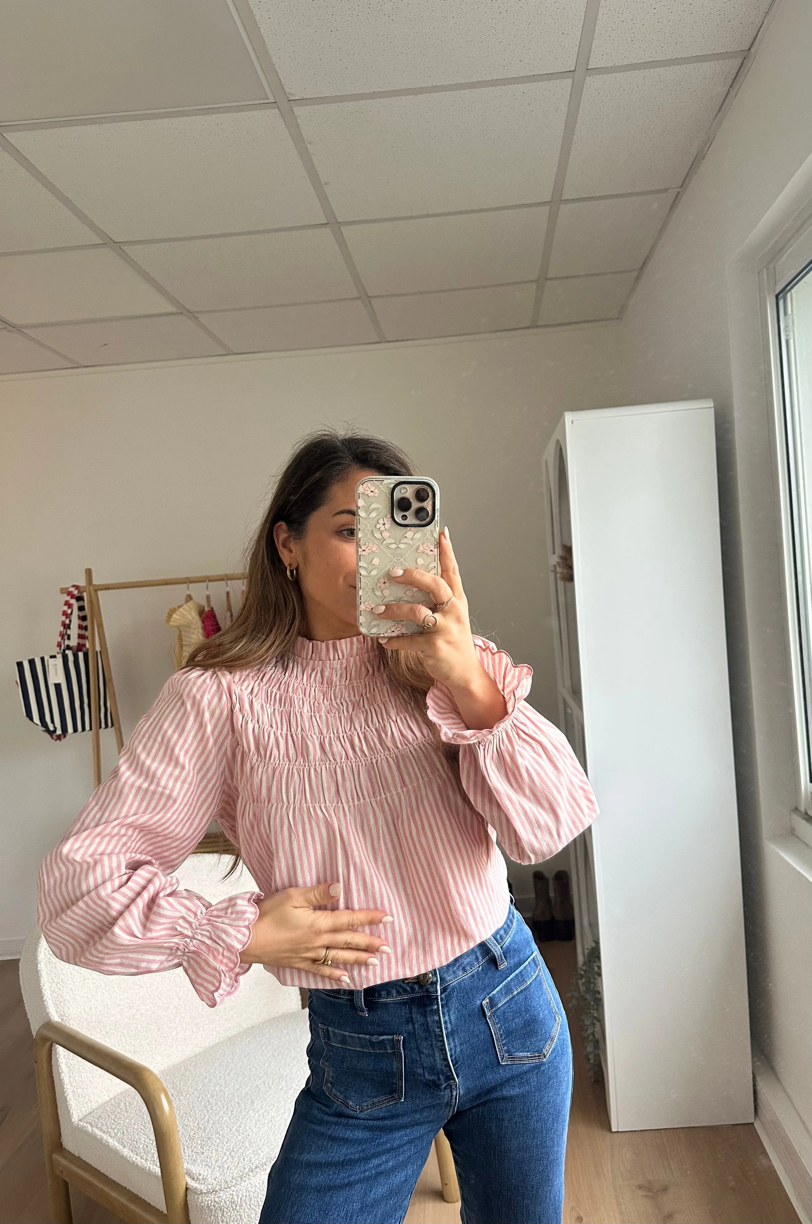 Blouse À Rayures Smockée Rose Chloé - Image 11