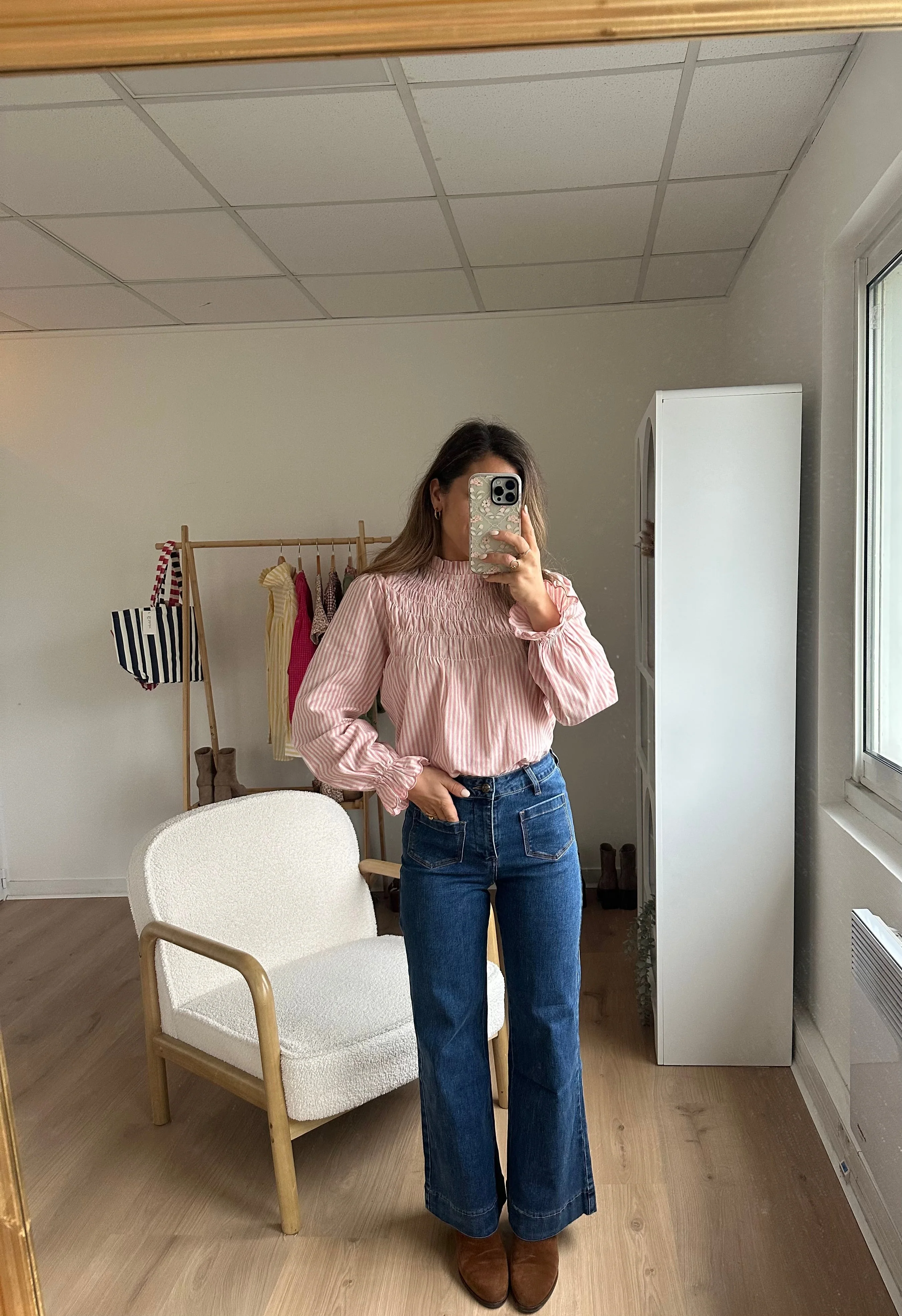 Blouse À Rayures Smockée Rose Chloé - Image 13