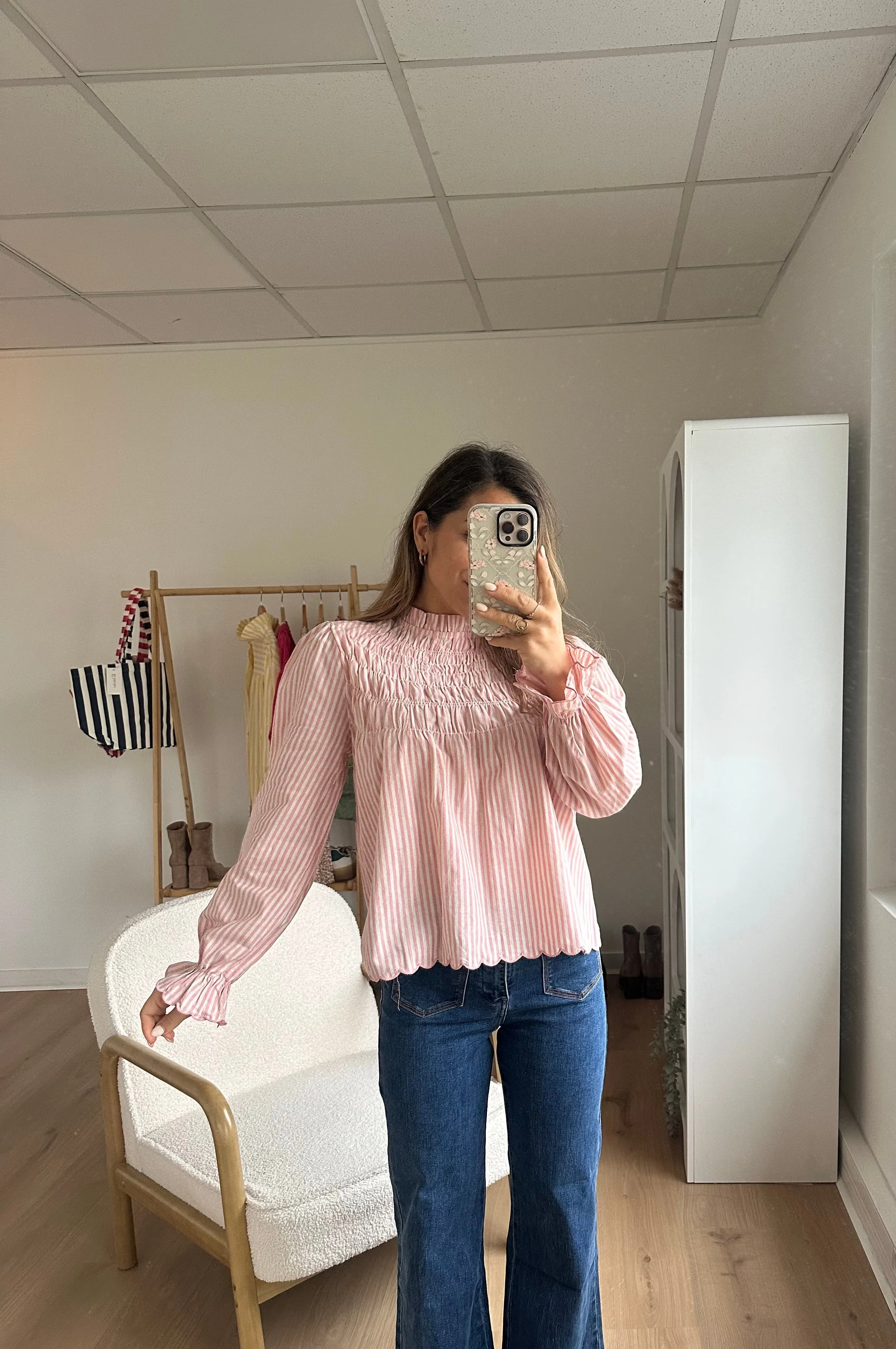 Blouse À Rayures Smockée Rose Chloé - Image 14