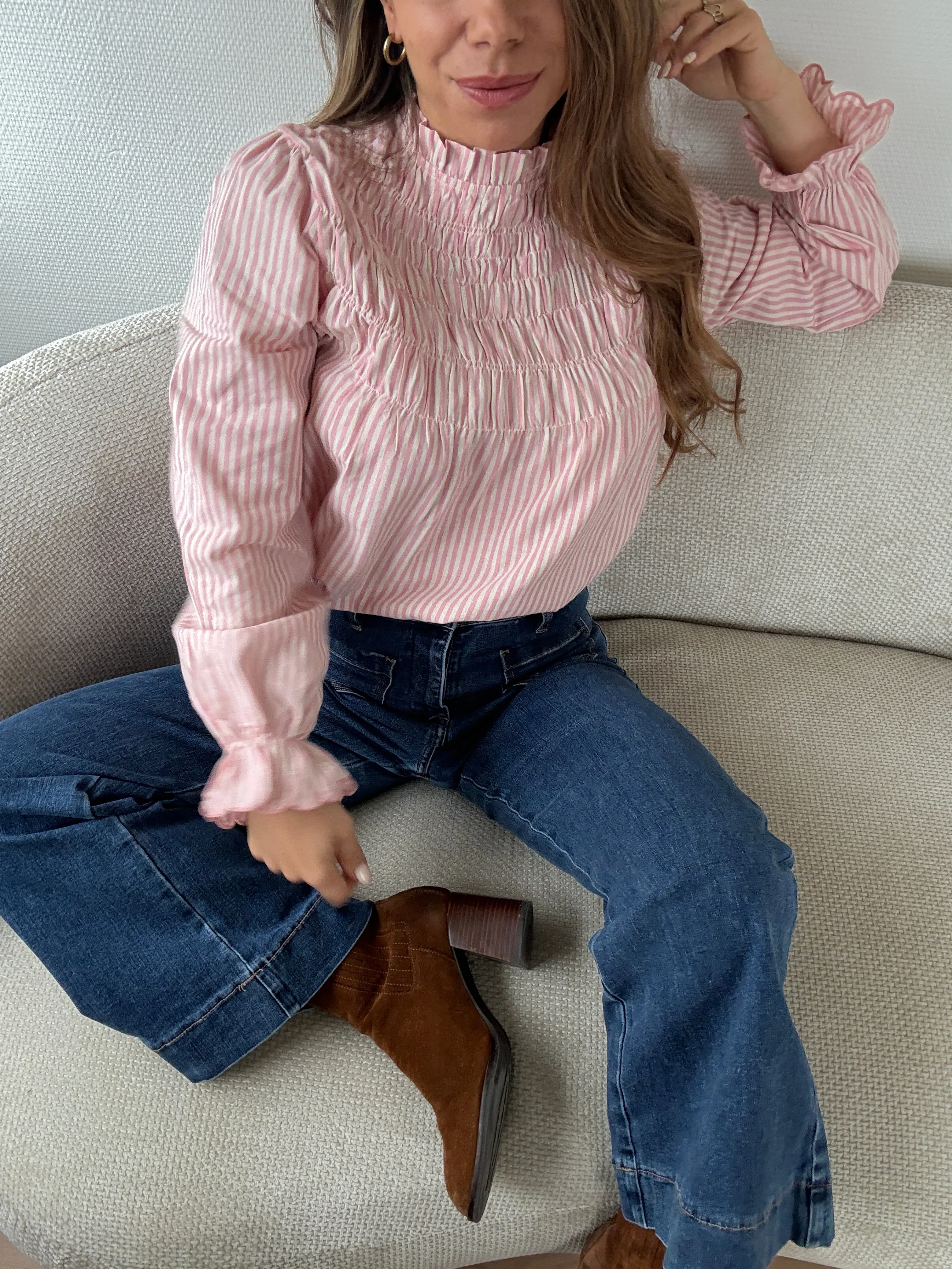 Blouse À Rayures Smockée Rose Chloé - Image 16