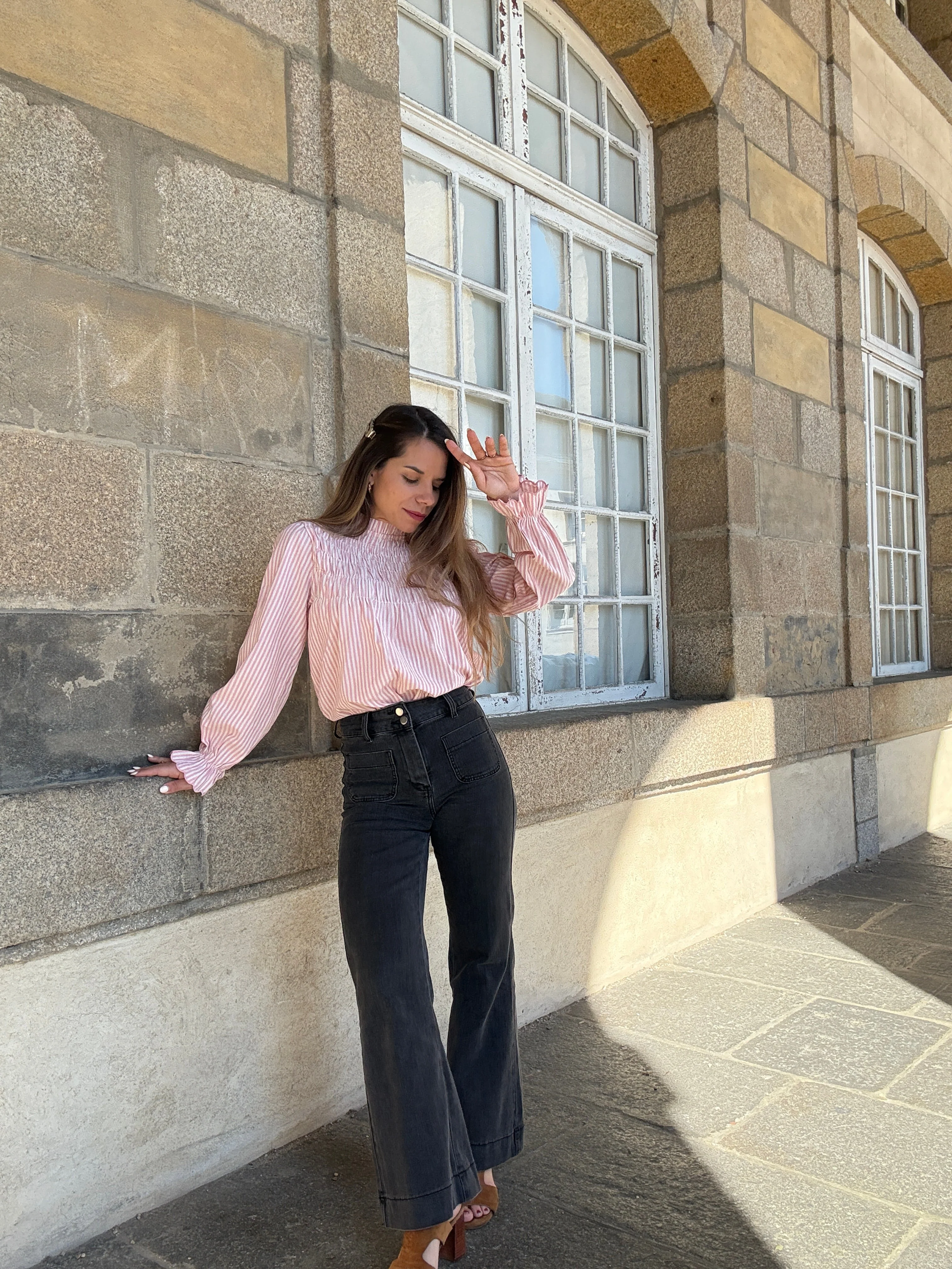 Blouse À Rayures Smockée Rose Chloé - Image 5