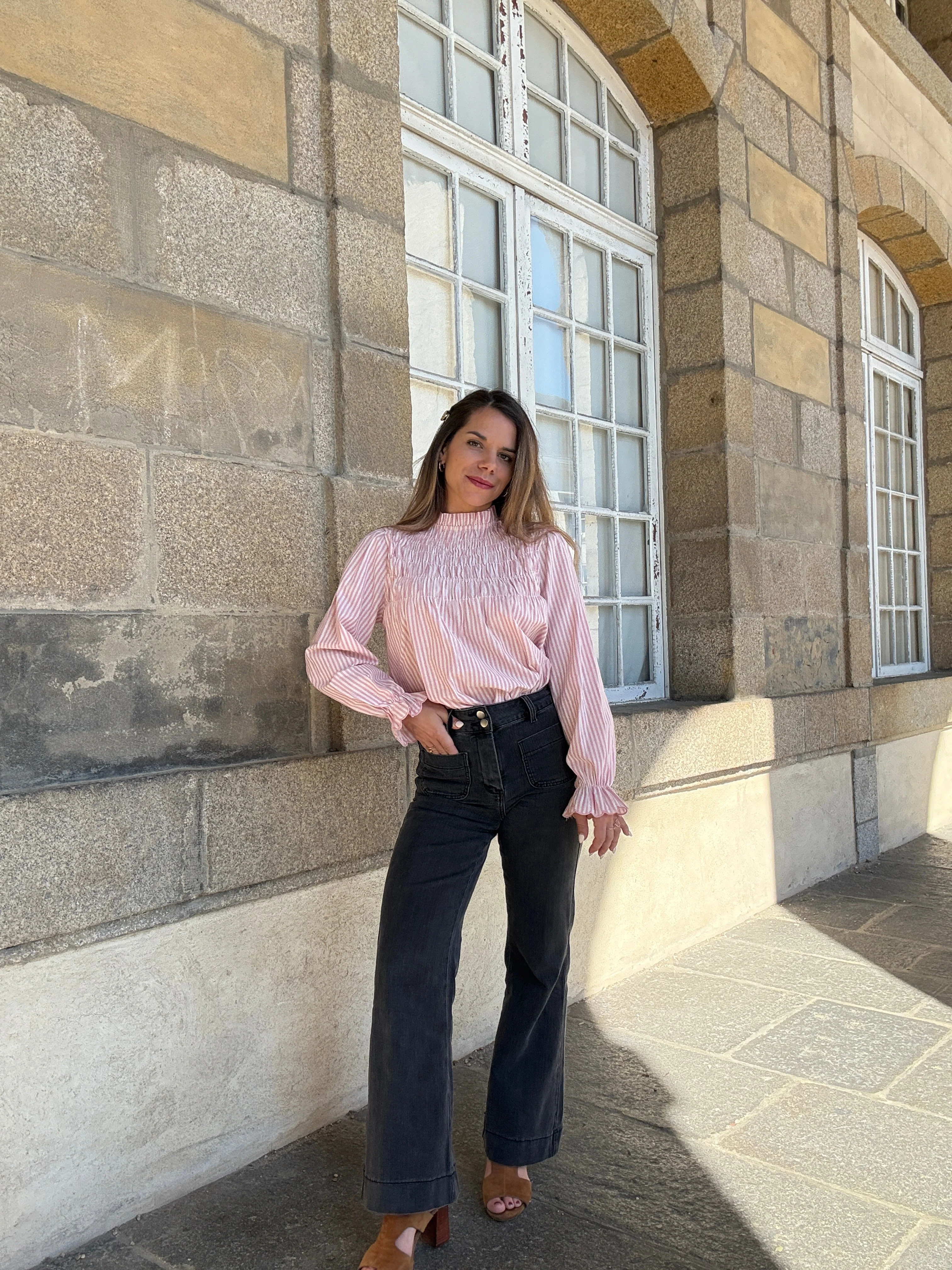 Blouse À Rayures Smockée Rose Chloé - Image 7