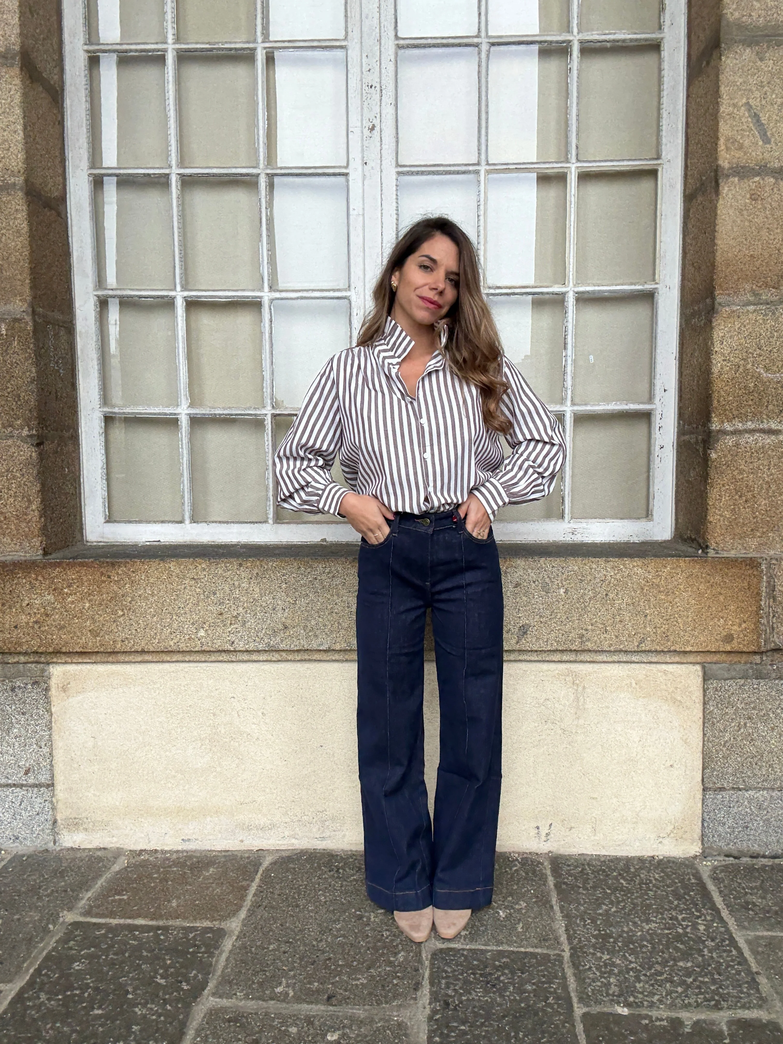 Blouse À Rayures Suzanne Café - Image 5