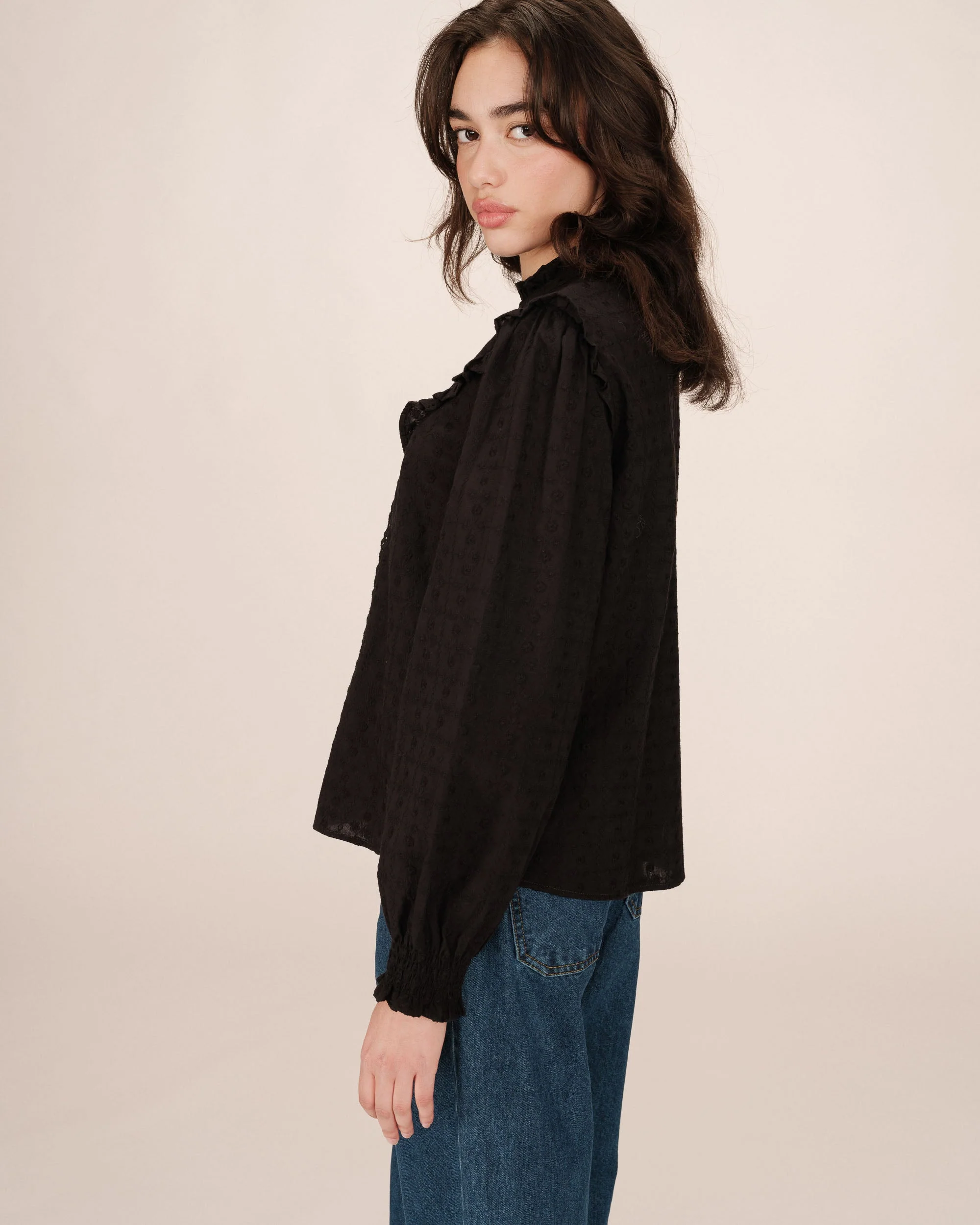 Blouse À Volants Noir Seduisante - Image 4