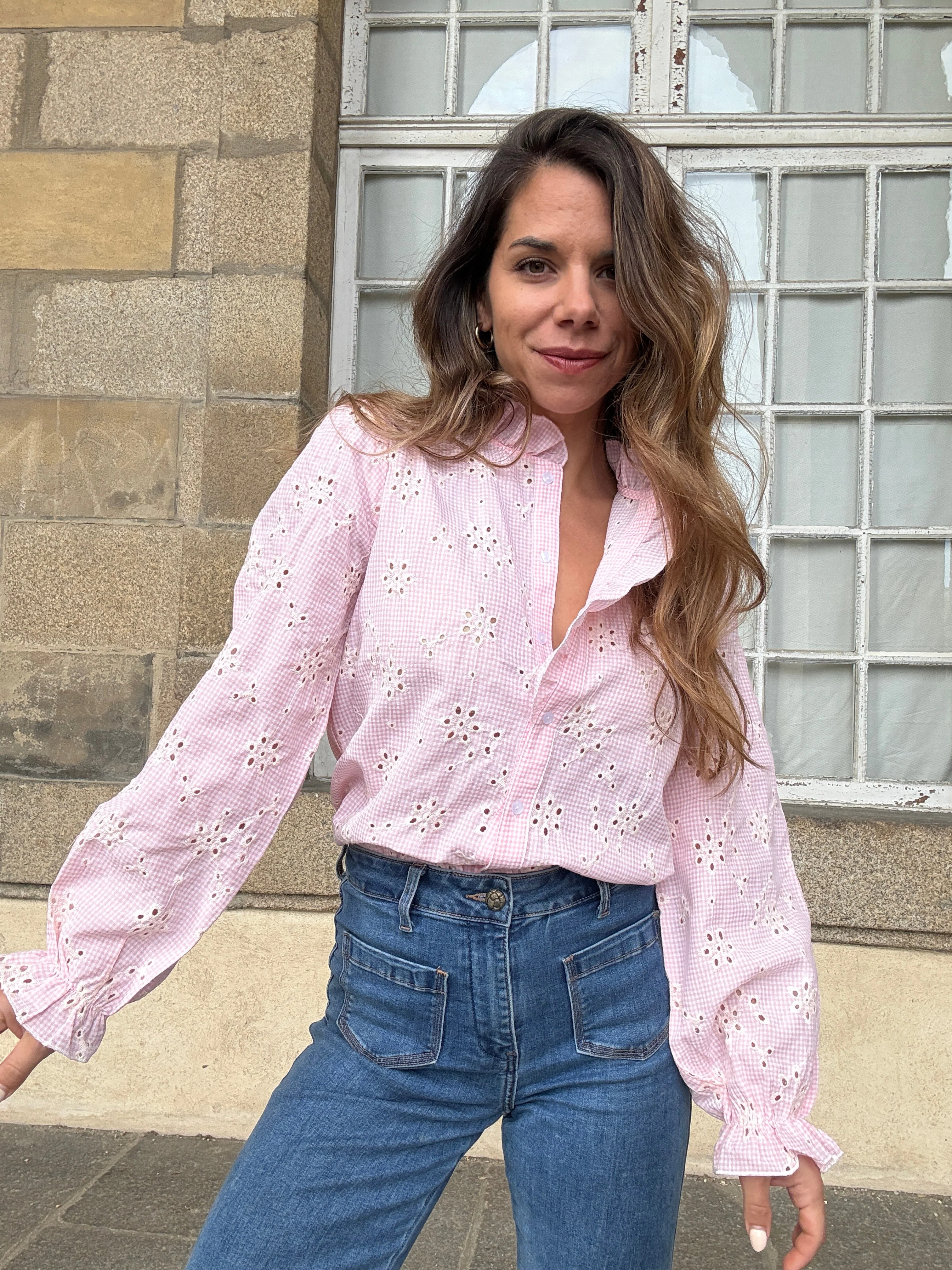 Blouse Brodée Baby Pink Apolline - Image 3