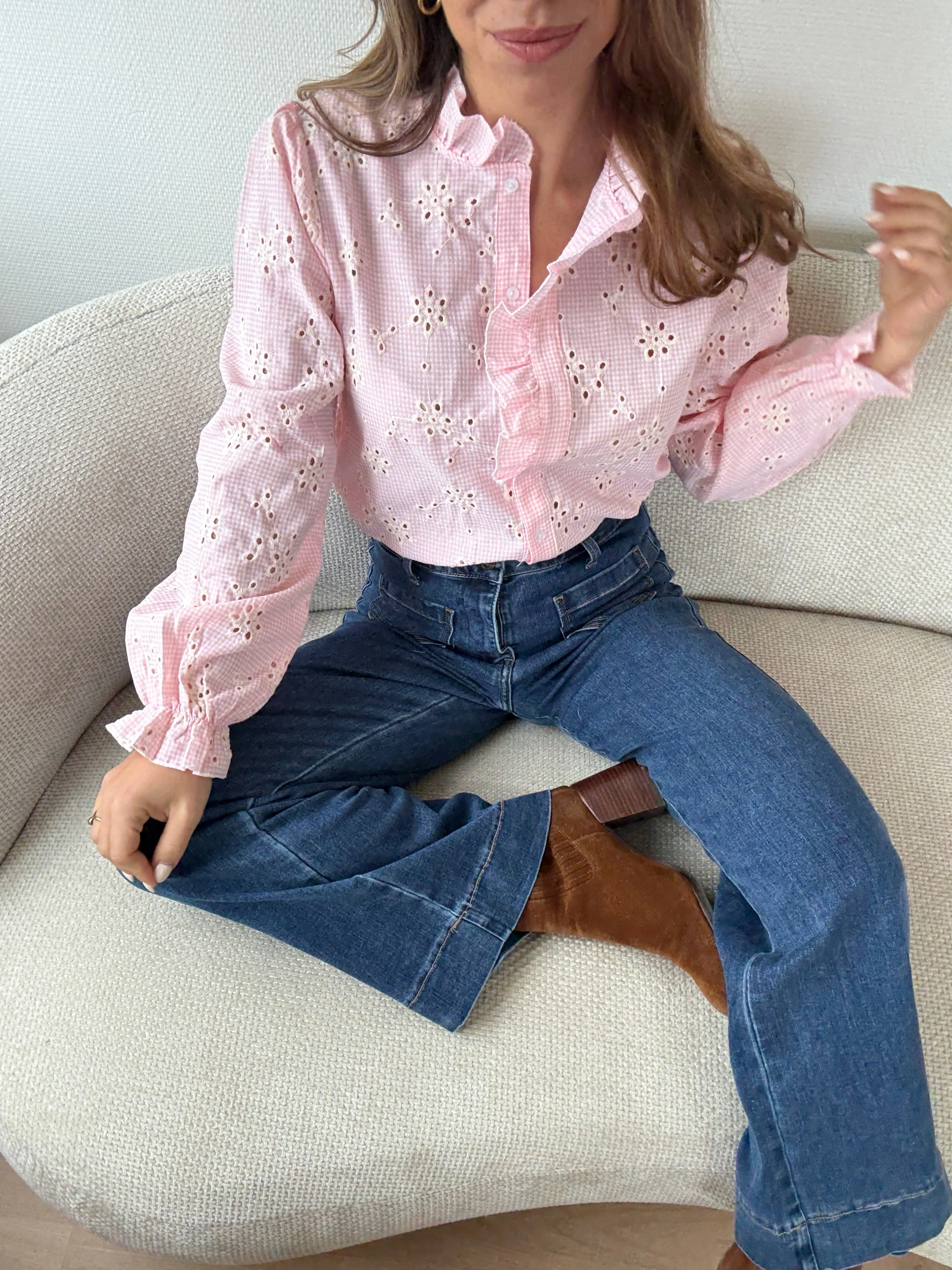 Blouse Brodée Baby Pink Apolline - Image 4