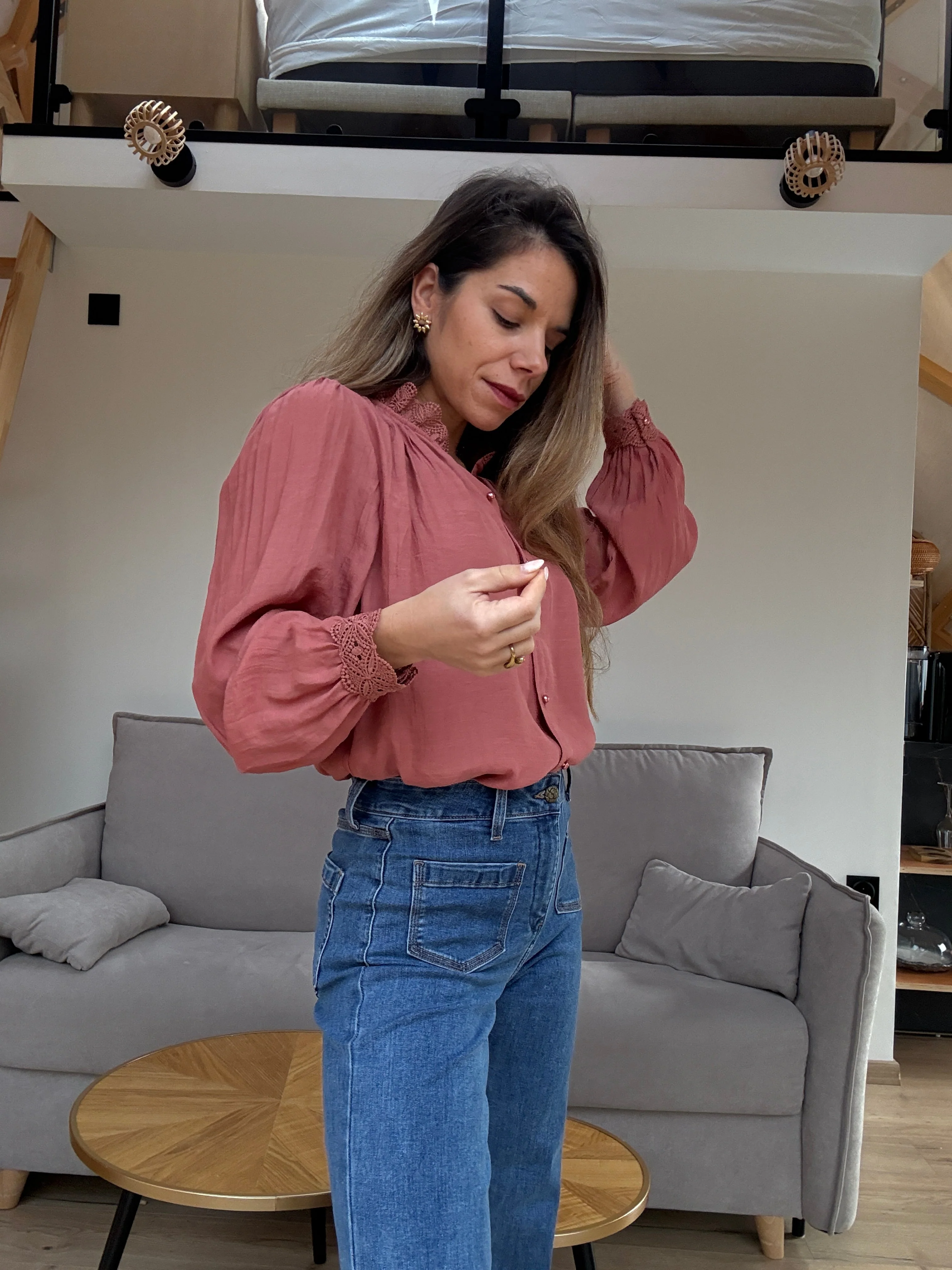 Blouse Brodée Maïwenn Bois De Rose - Image 4