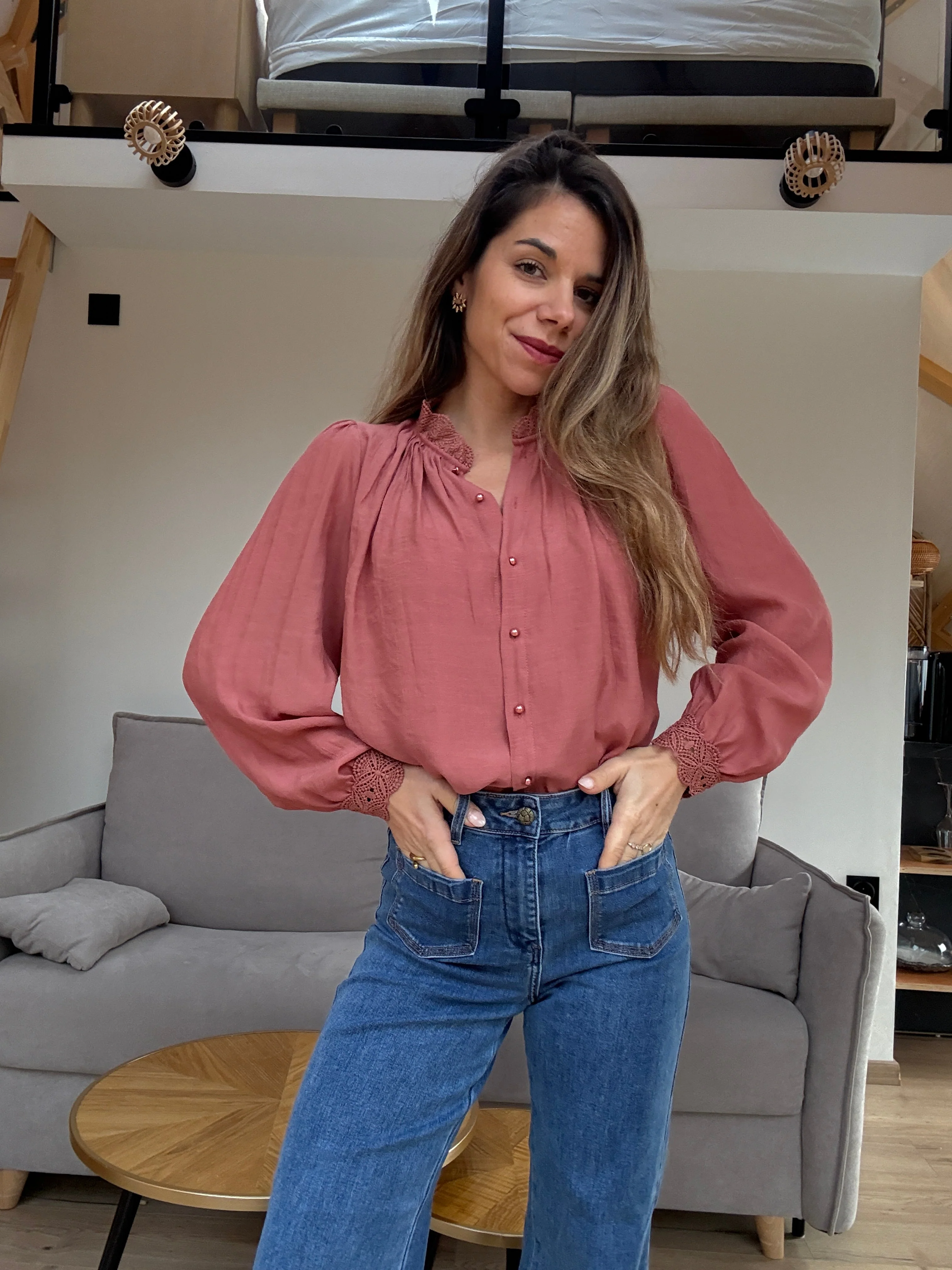 Blouse Brodée Maïwenn Bois De Rose - Image 5