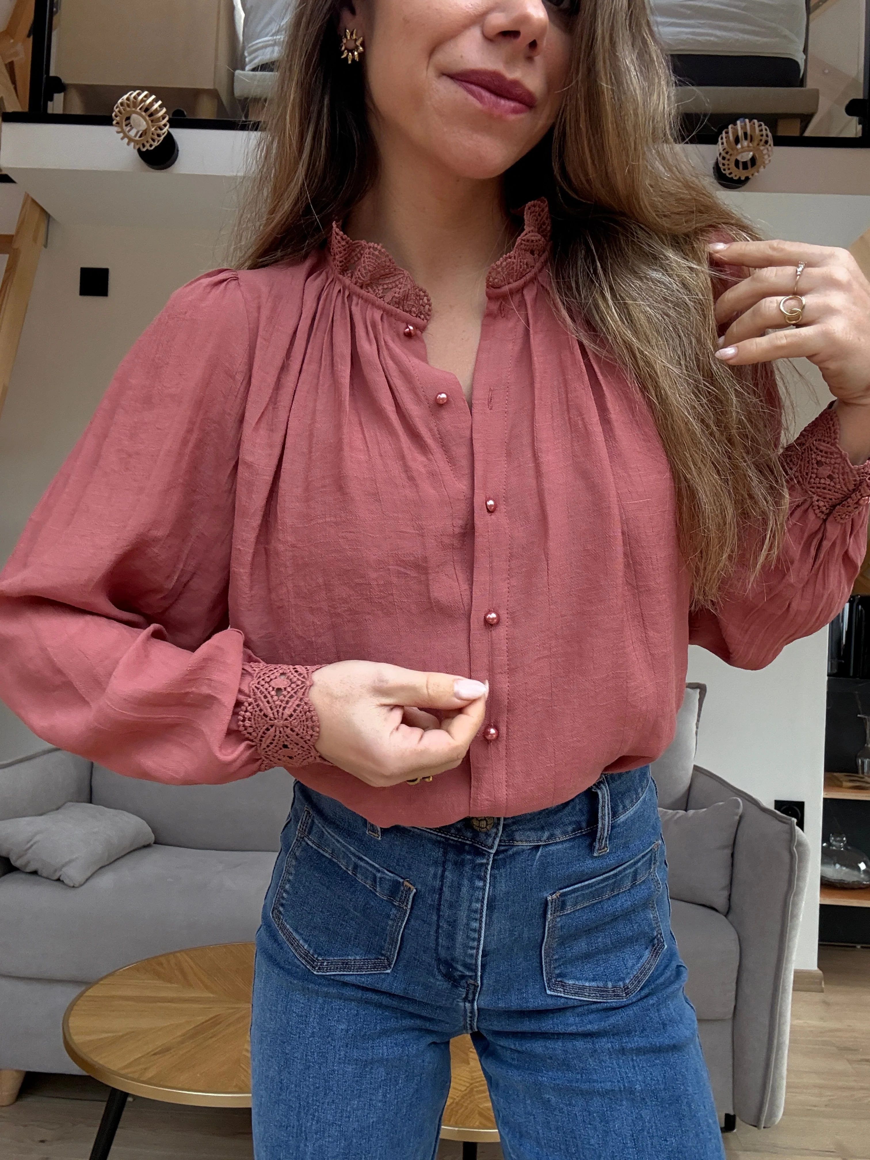 Blouse Brodée Maïwenn Bois De Rose - Image 6