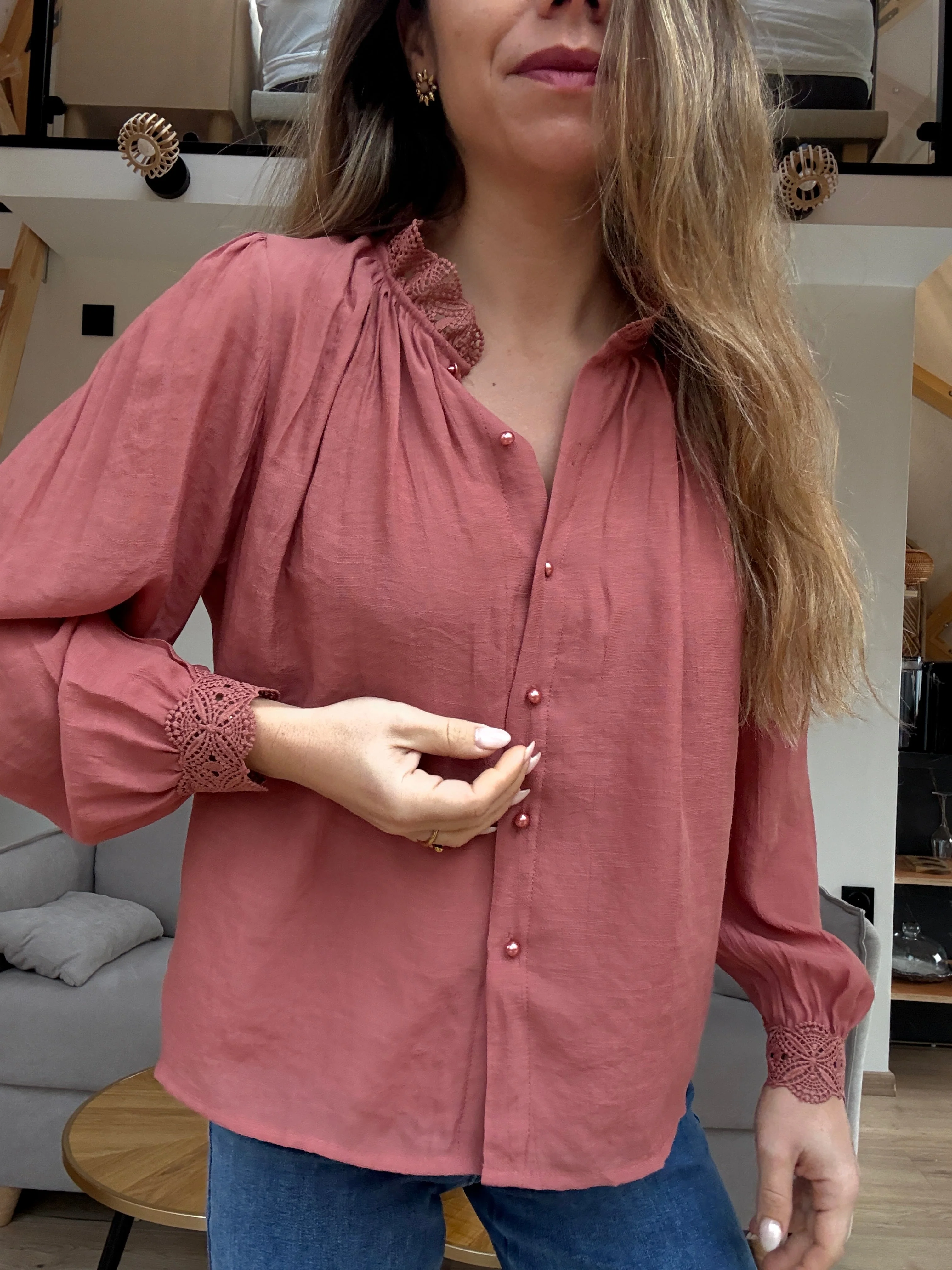 Blouse Brodée Maïwenn Bois De Rose - Image 8