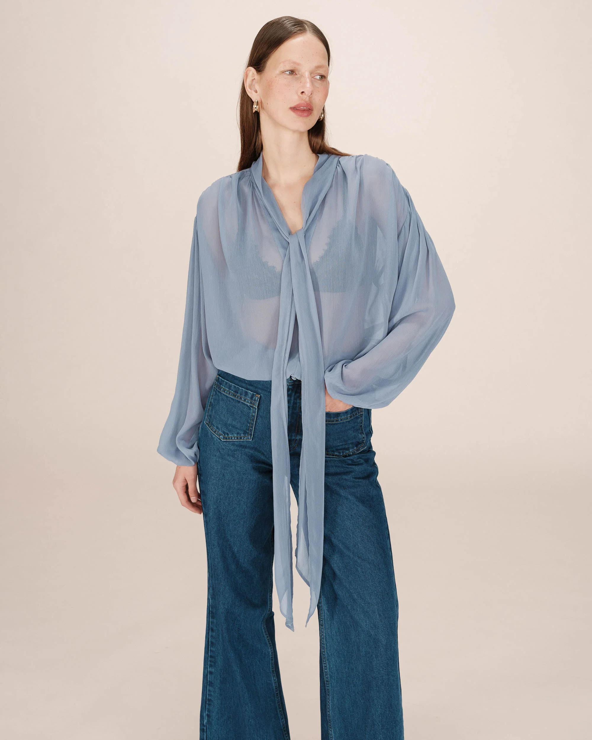 Blouse Col Lavallière Bleuet Splendide - Image 2