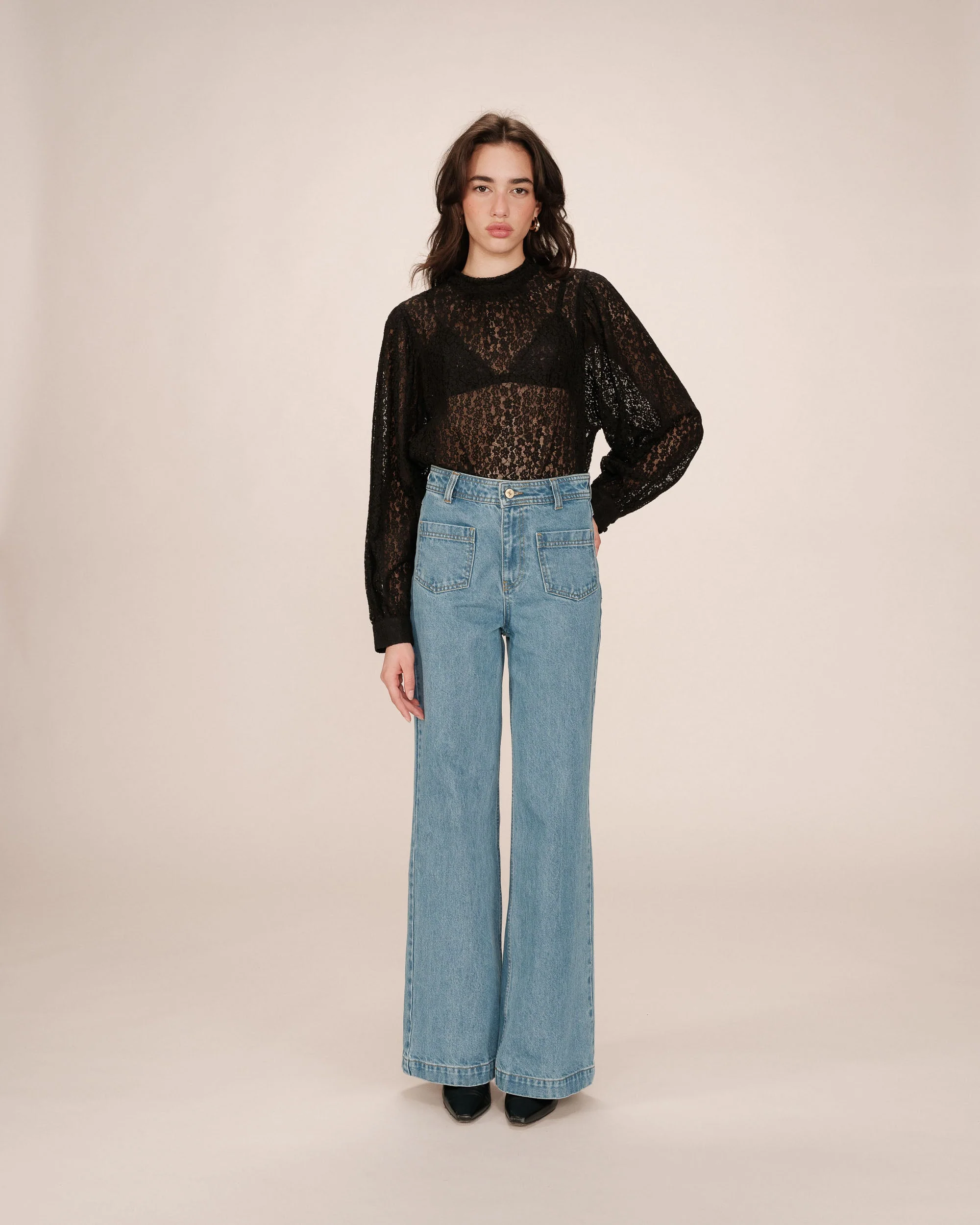 Blouse Col Lavallière Noir Sicilia - Image 3
