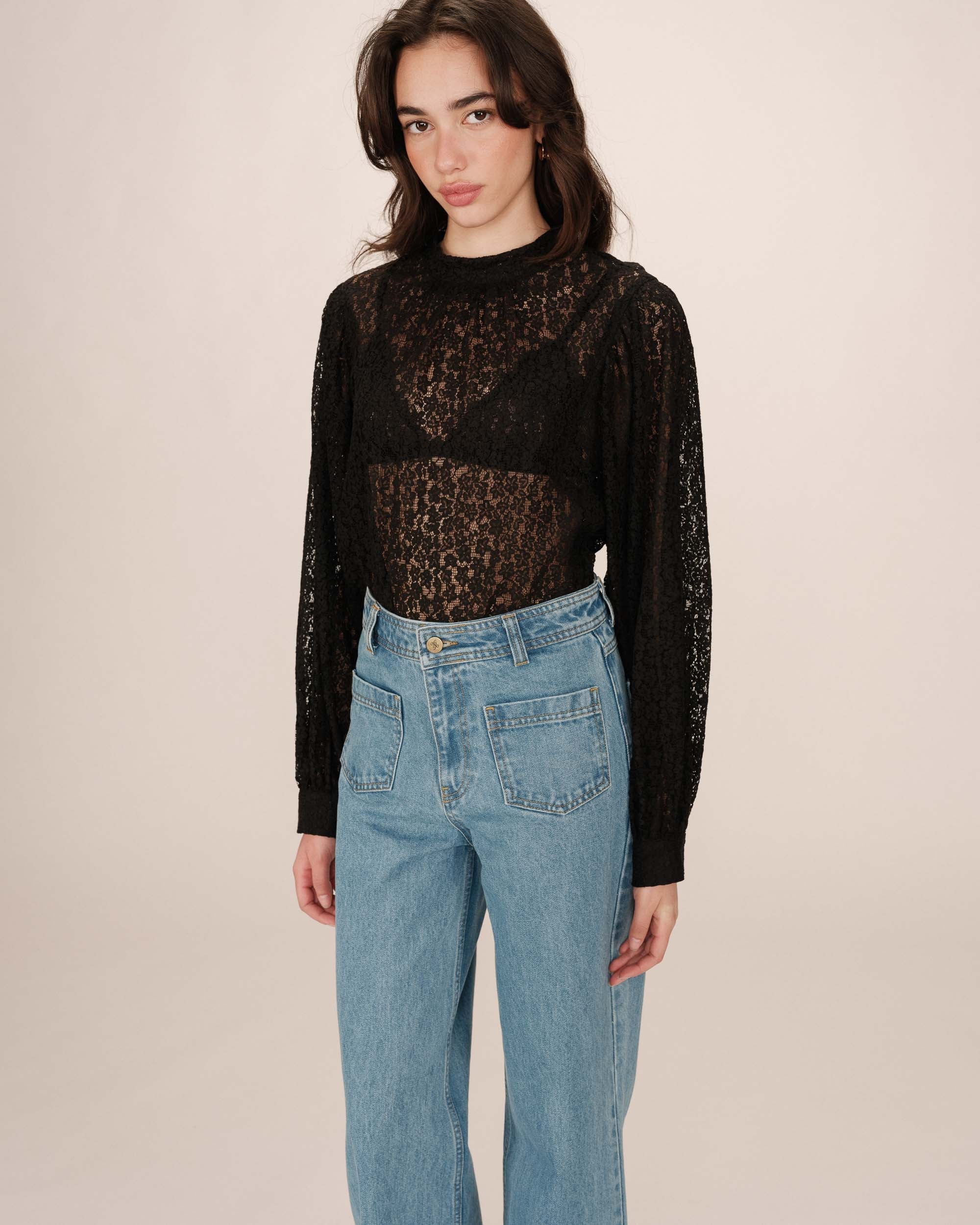 Blouse Col Lavallière Noir Sicilia - Image 4