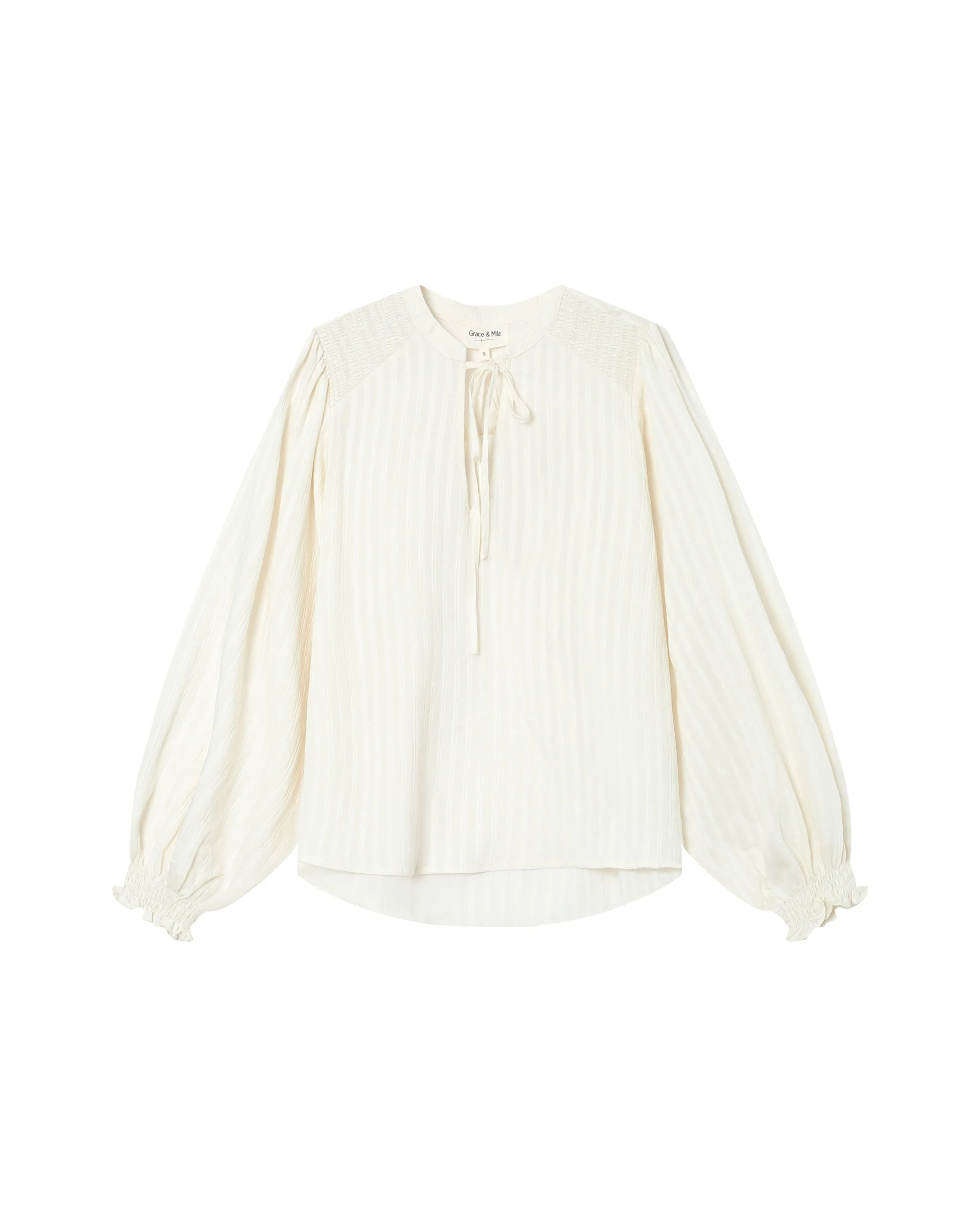 Blouse Col Noué Ecru Serinda - Image 6