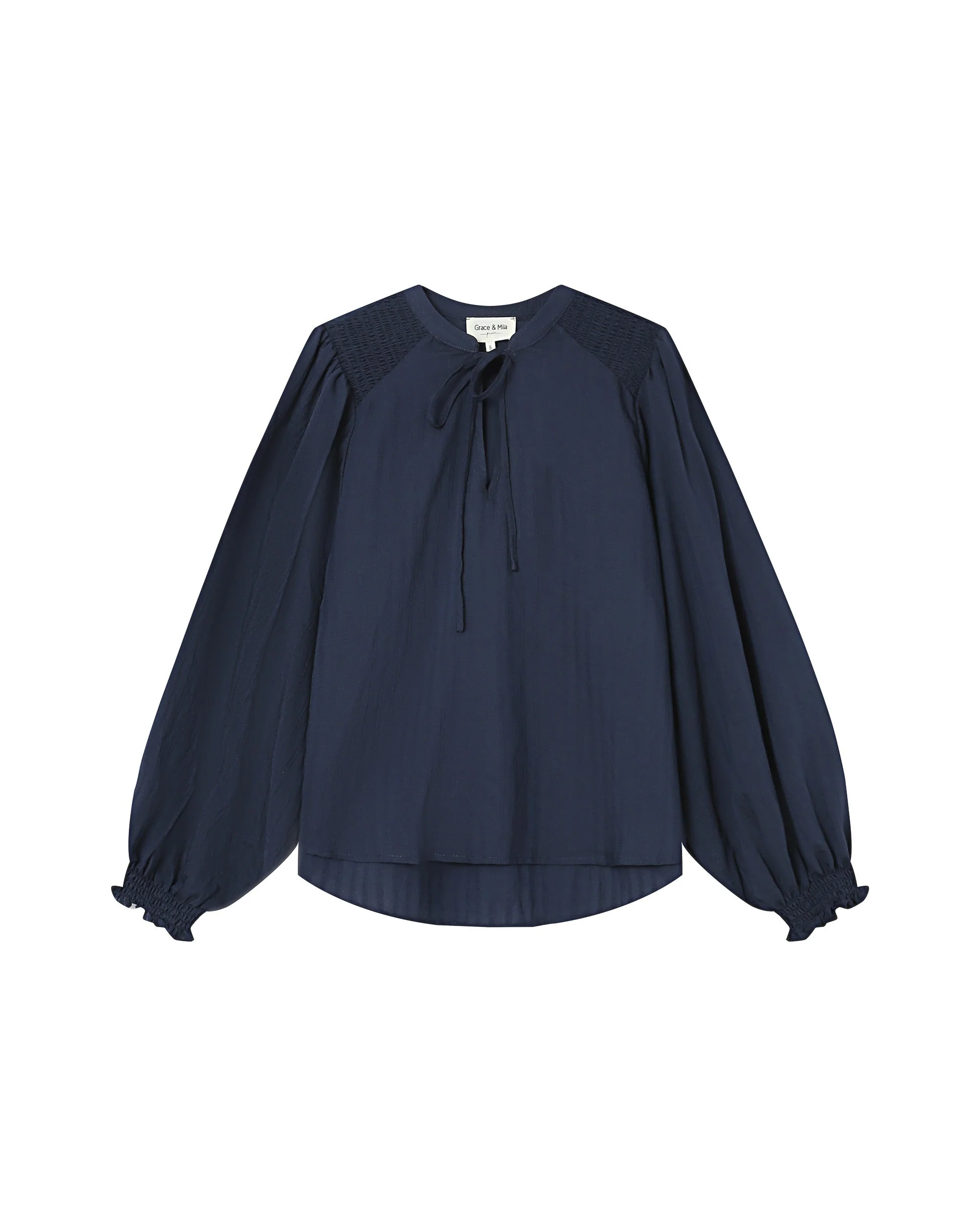 Blouse Col Noué Marine Serinda - Image 7
