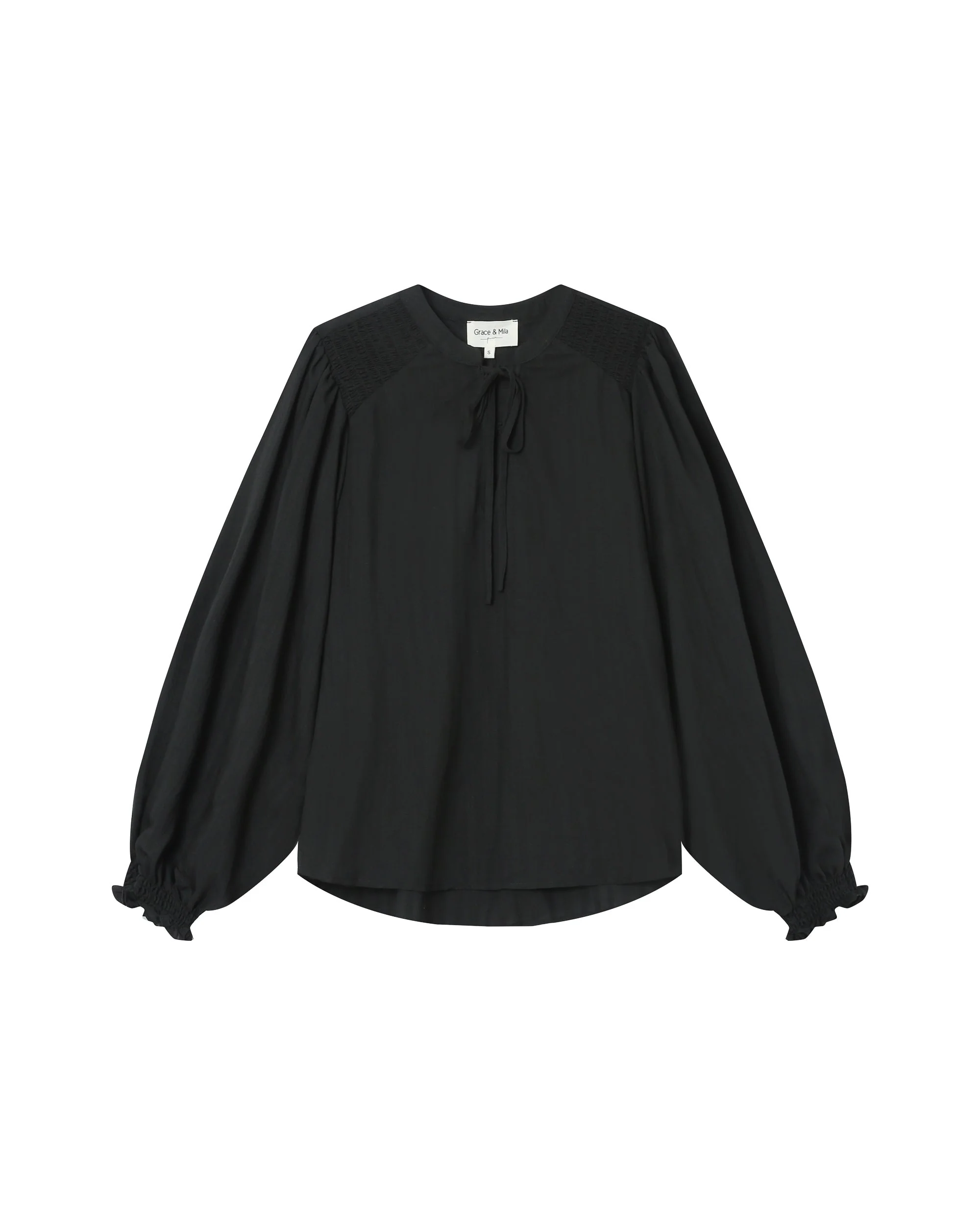 Blouse Col Noué Noir Serinda - Image 7