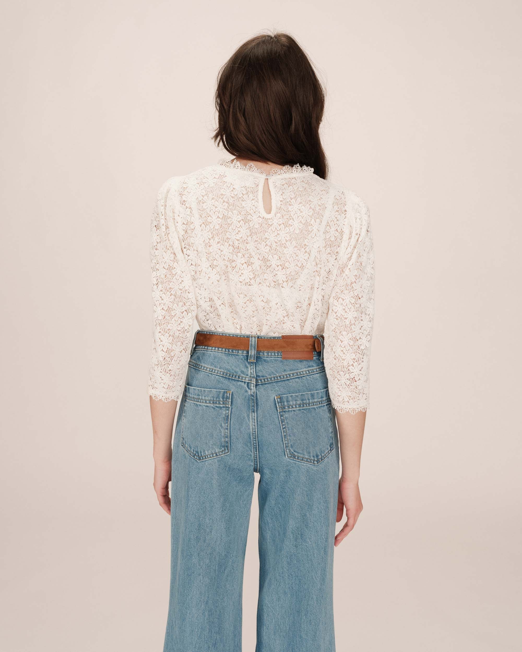 Blouse Col Montant Ecru Stella - Image 5