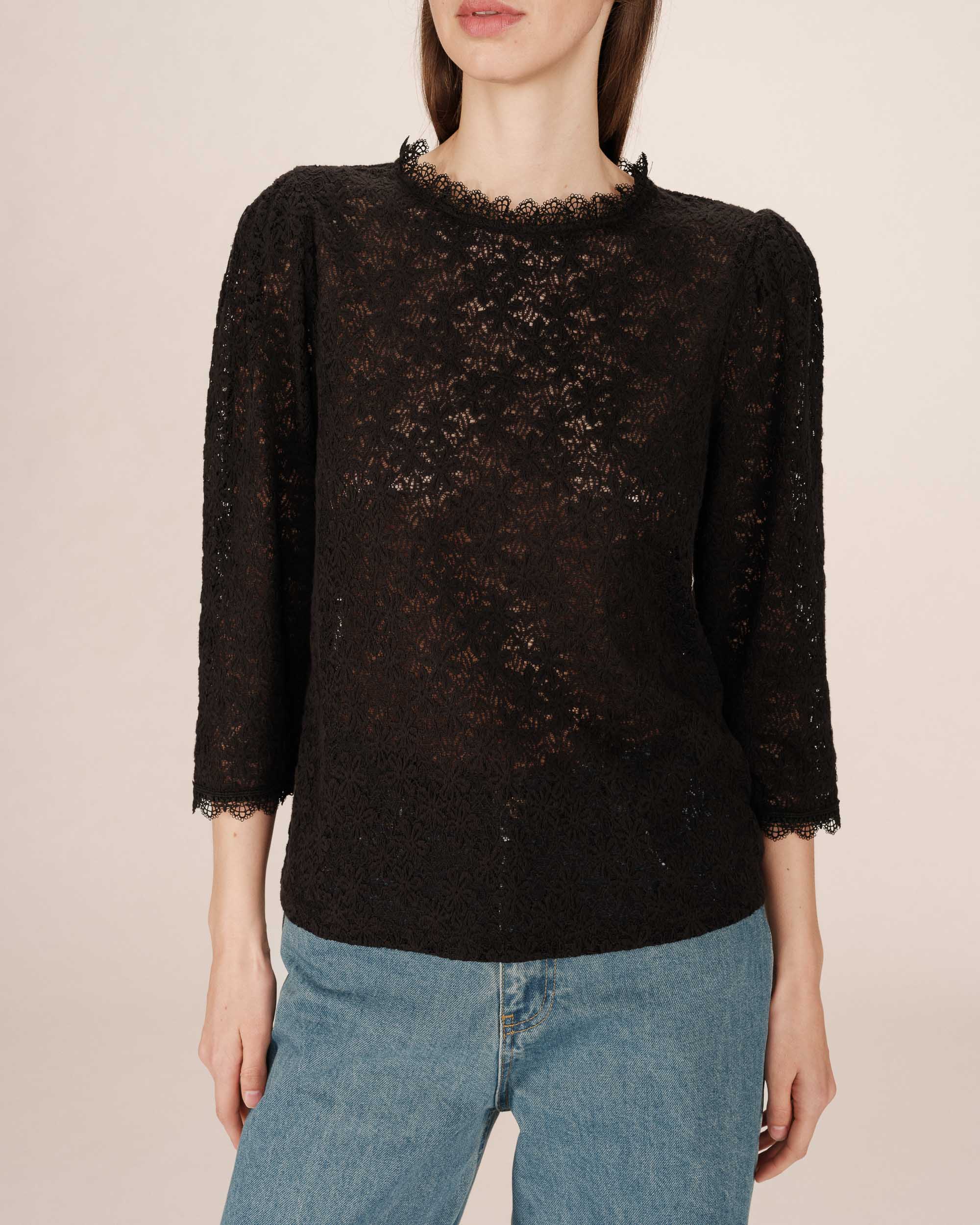 Blouse Col Montant Noir Stella - Image 2
