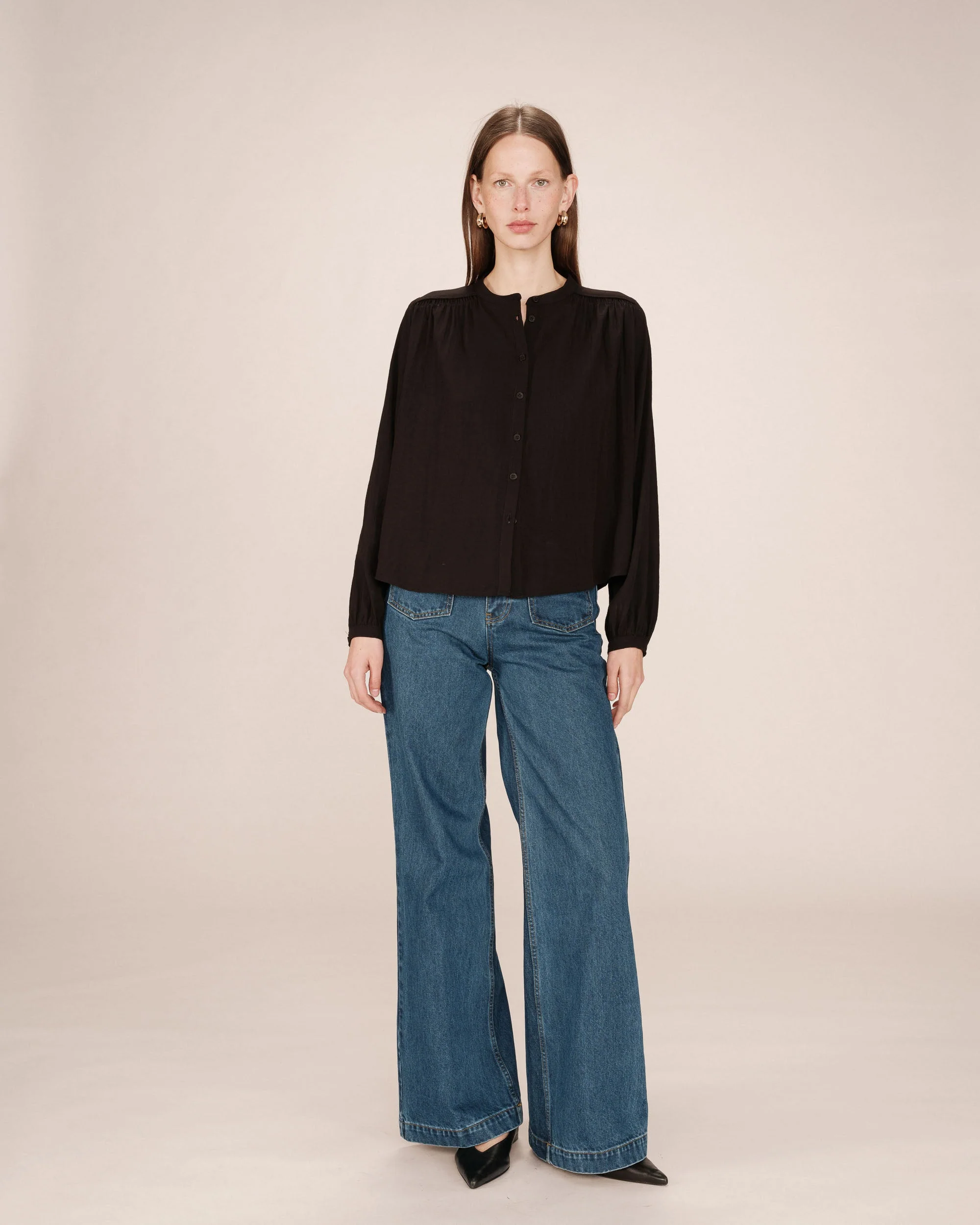 Blouse Droite A Fronces Noir Savannah - Image 3