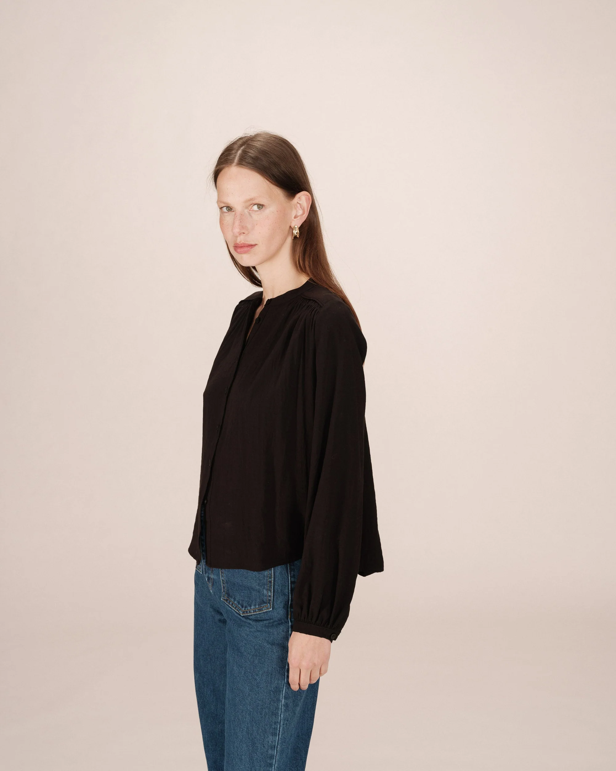 Blouse Droite A Fronces Noir Savannah - Image 4