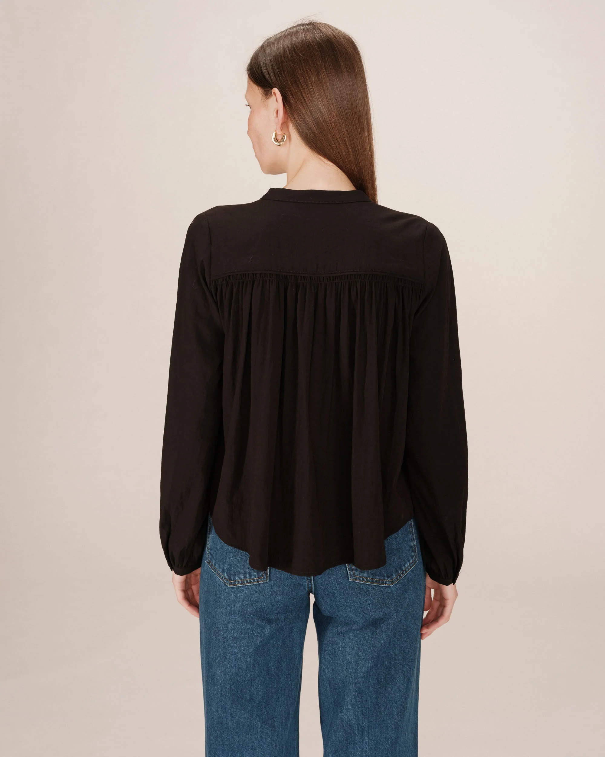 Blouse Droite A Fronces Noir Savannah - Image 5